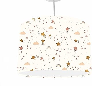 Boho Rainbow Lampshade, Choice of 20cm, 25cm, 30cm, 35cm Diameter, Moon And Star Nursery Accessories, Muted Rainbow Decor, Neutral Rainbow Nursery Decor, Star Ceiling Light Shade, Moon Cloud Star