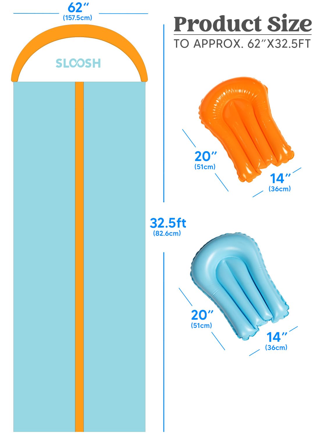 Tobogán acuático de 32.5 pies con 2 tablas inflables, aspersor de agua de doble carril para niños, adultos, patio trasero, juguete de verano al aire libre 5