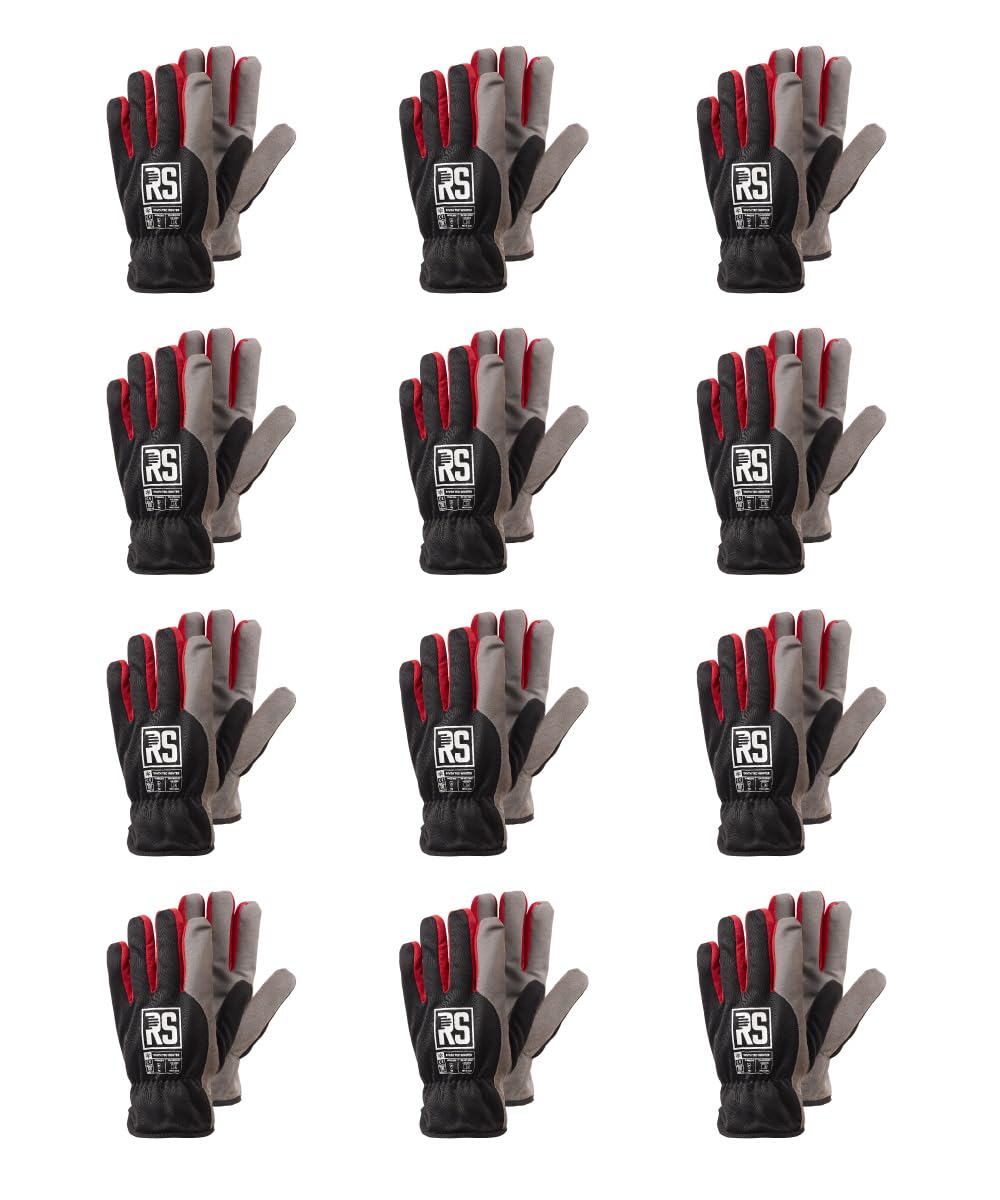 RS Synth TEC Gants d'hiver isolés en Cuir synthétique - Taille 11-12 Paires - Noir et Gris - Gants de Travail en Cuir - Prêts à l'emploi