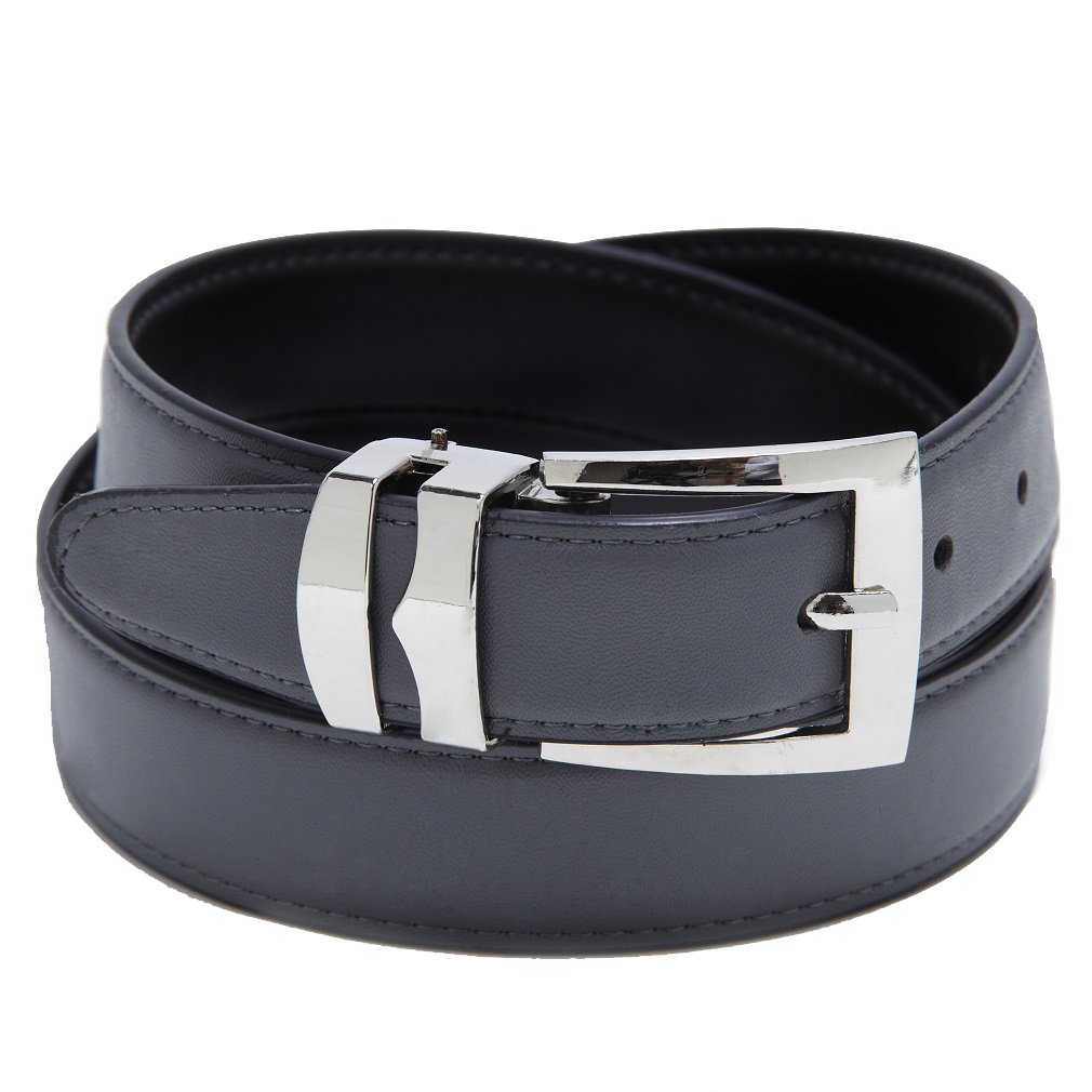 Concitor Reversible Belt Bonded Leather Removable Silver-Tone Buckle CHARCOAL/Black 44