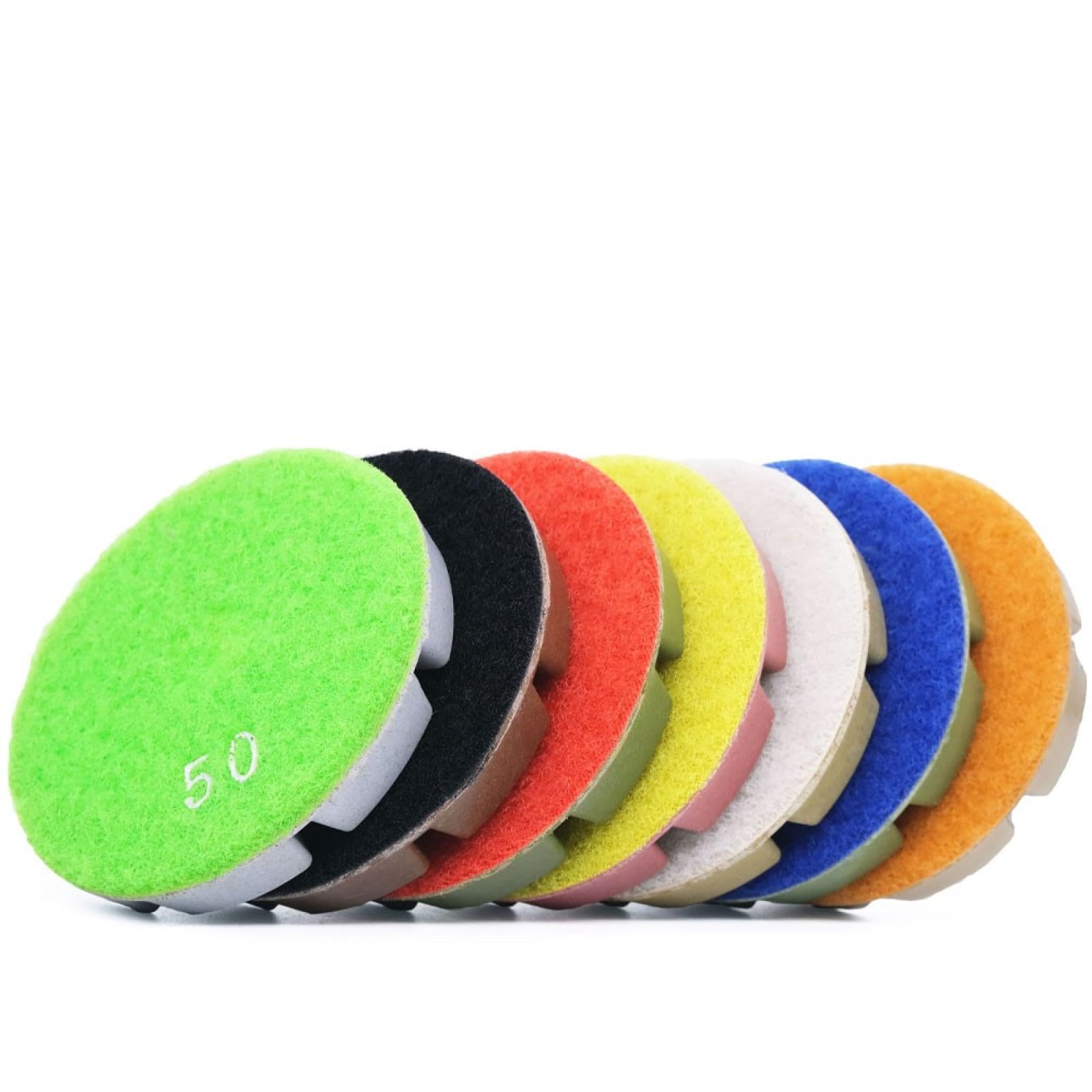 Almohadillas pulidoras de diamante, Juego de 7 almohadillas for pulir pisos de concreto con diamante, herramienta abrasiva con unión de resina, disco de lijado for pisos de mármol y concreto
