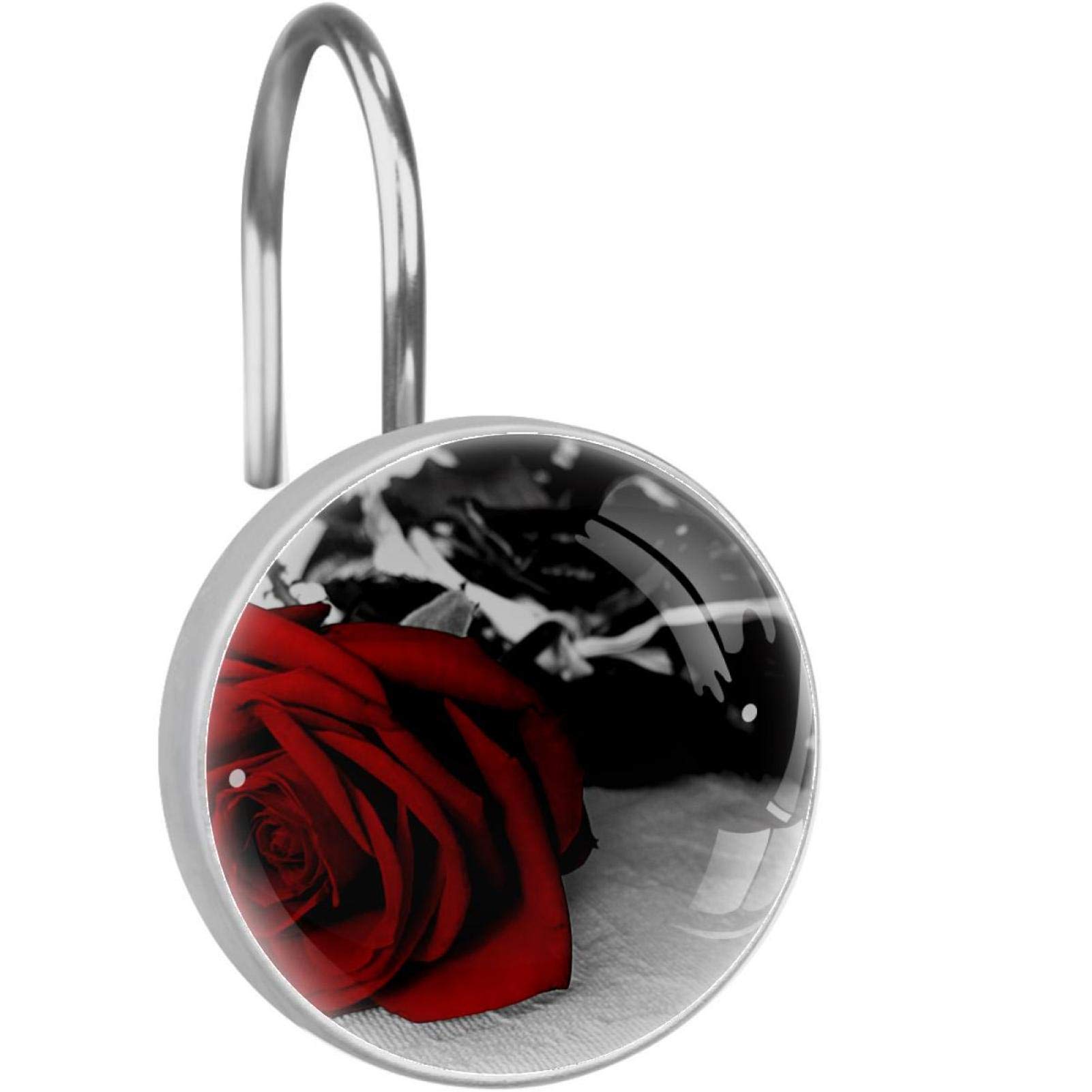 Crochets de rideau de douche ronds verre cristal rose rouge rétro x12