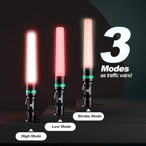 Miniatura 3 de Paquete de 2 varitas de tráfico, linterna LED de control de tráfico de 11 pulgadas, pequeñas varitas de seguridad naranjas, varita de control de