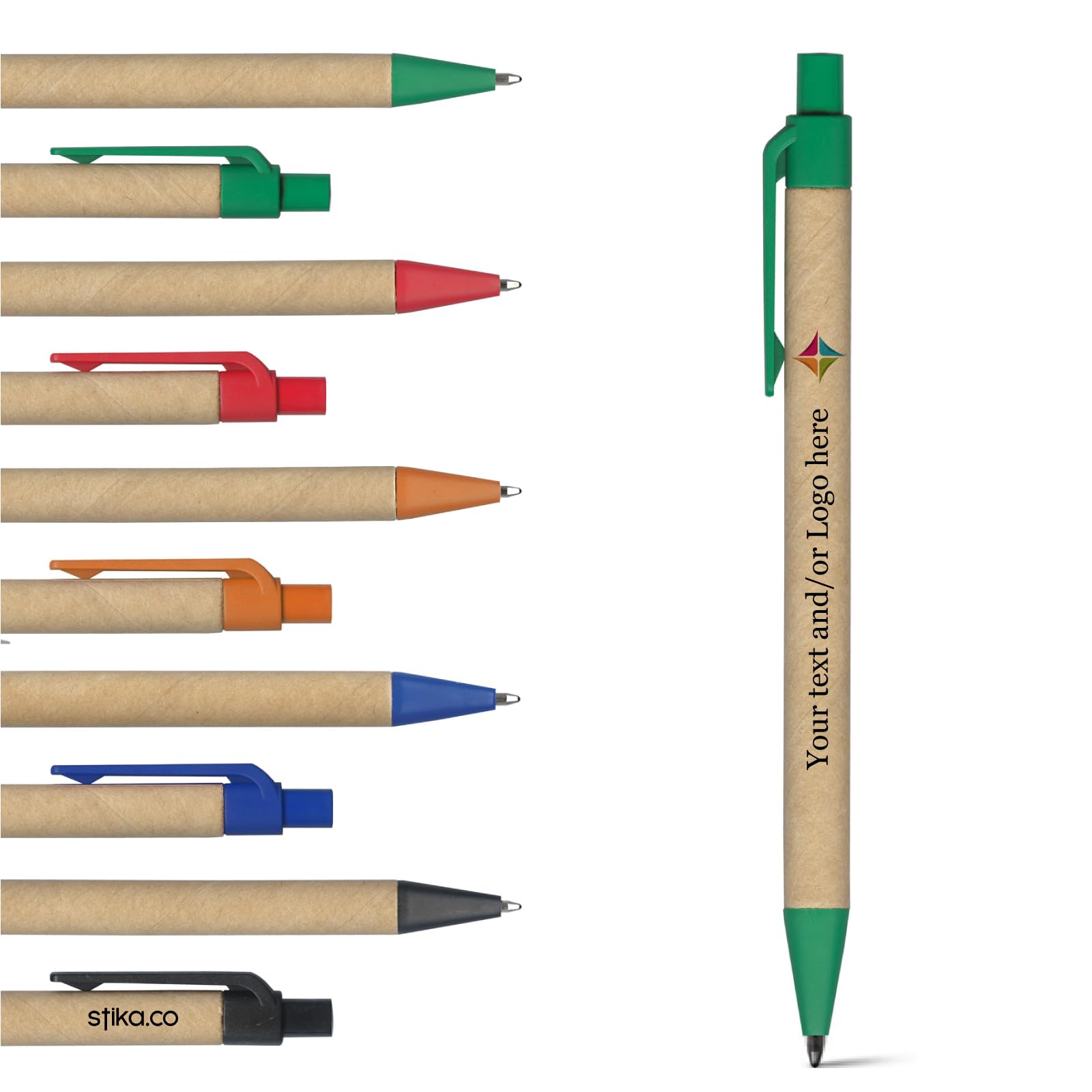 Pack of 80 Eco-Friendly Recycled Pens – Colour Customisable Promotional Pens with Reverse Printing and Optional Velvet Pouches – Personalised pens Ideal for Schools, Businesses, and Promotional Events — image 1