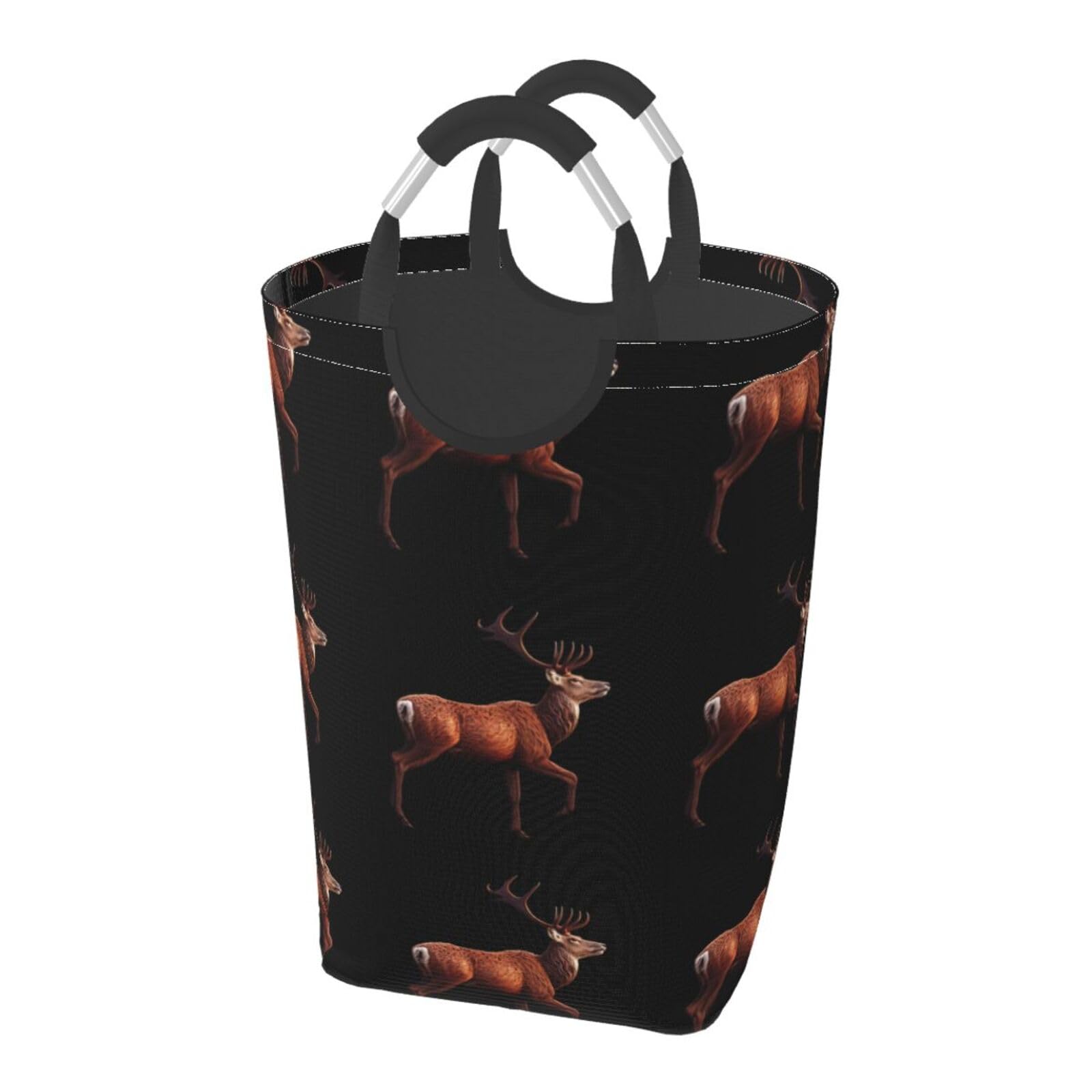 Bolsa de almacenamiento cuadrada de ciervo rojo de pie de 50 L, adecuada para múltiples escenas, cesta de almacenamiento plegable de ropa sucia.