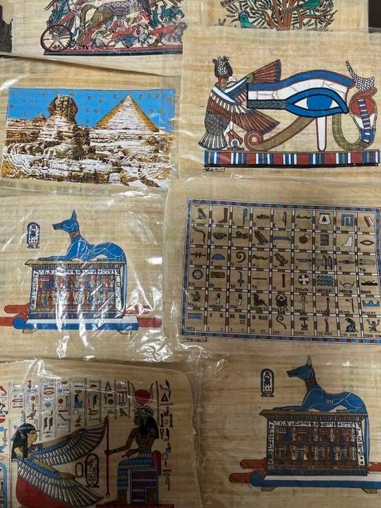 エジプト　パピルス　土産　エジプト展 エジプト パピルス紙 エジプト土産 8枚 パピルス】 パピルスとは葦の