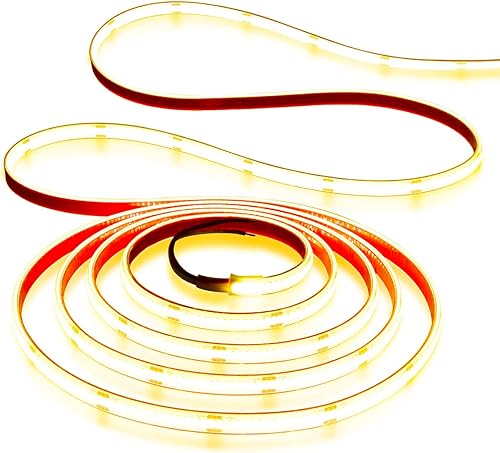 Aclorol COB - Tira de luces LED de color blanco cálido impermeable flexible FCOB COB luces LED para dormitorio espejo techo cocina armario proyecto