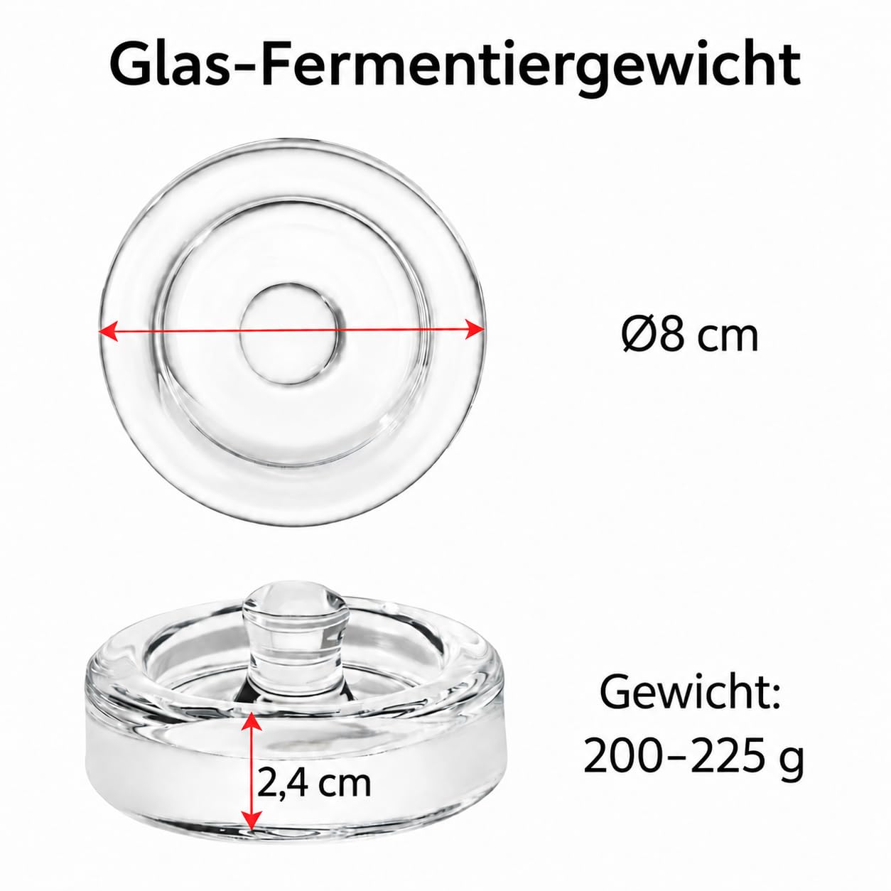 Fermentierglas 2 L Quadratisches Fermentierset mit Gewicht 2er-Pack