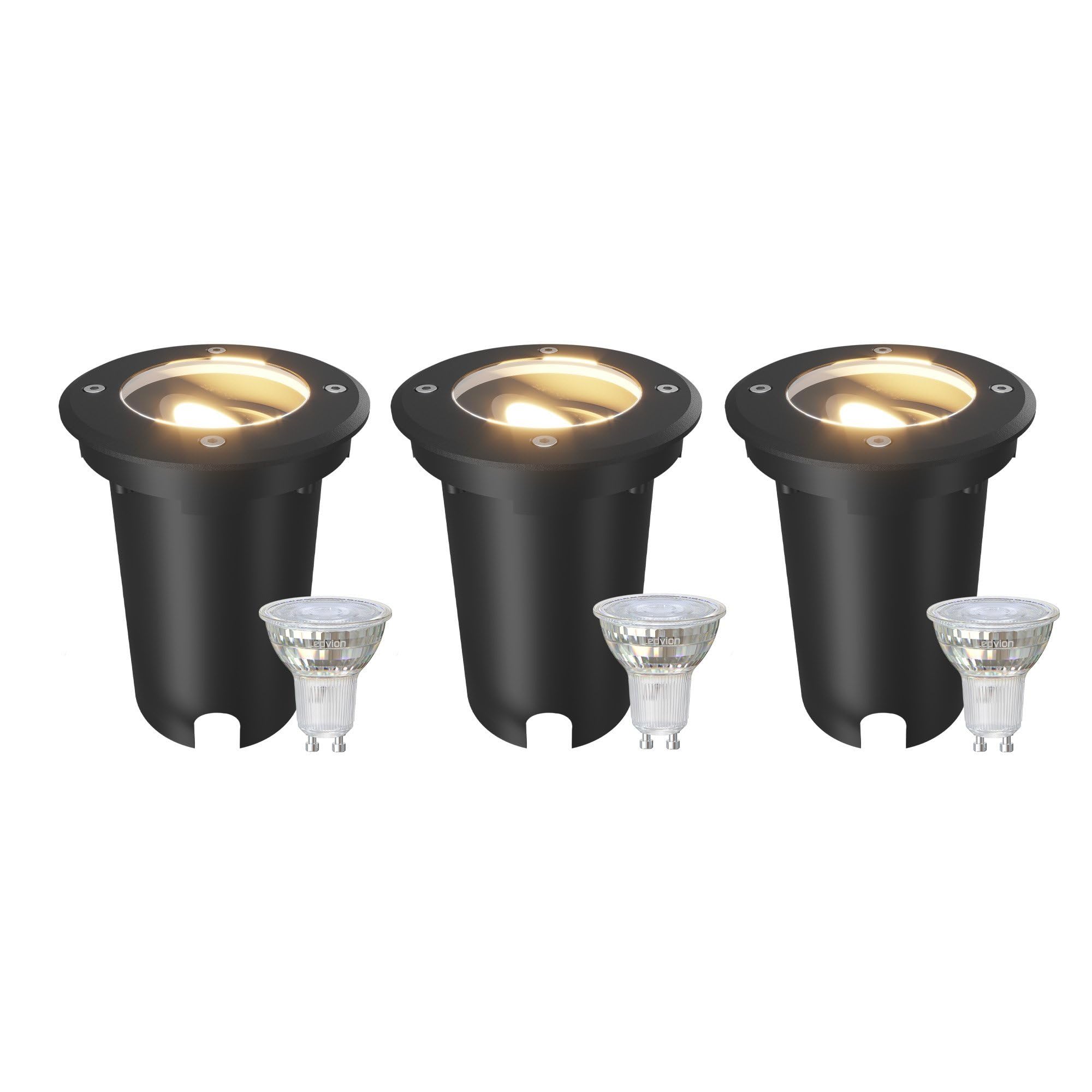 Ledvion 3 Pack LED Outdoor Ground Light IP67 3W 230V 345Lm 2700K GU10 — image 1