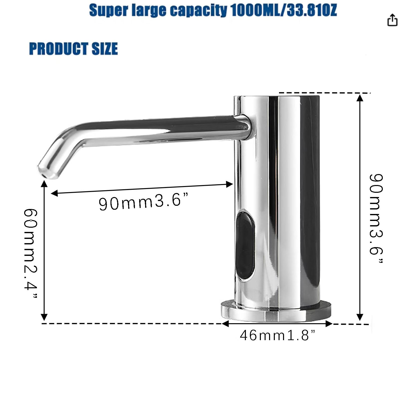 Photo 1 of Tesrin Automatic Liquid Soap Dispenser Touchless for Bathroom and Kitchen with 33.81oz/1000ml Upgraded Infrared Sensors Built in Sink Soap Dispenser for Smart Home