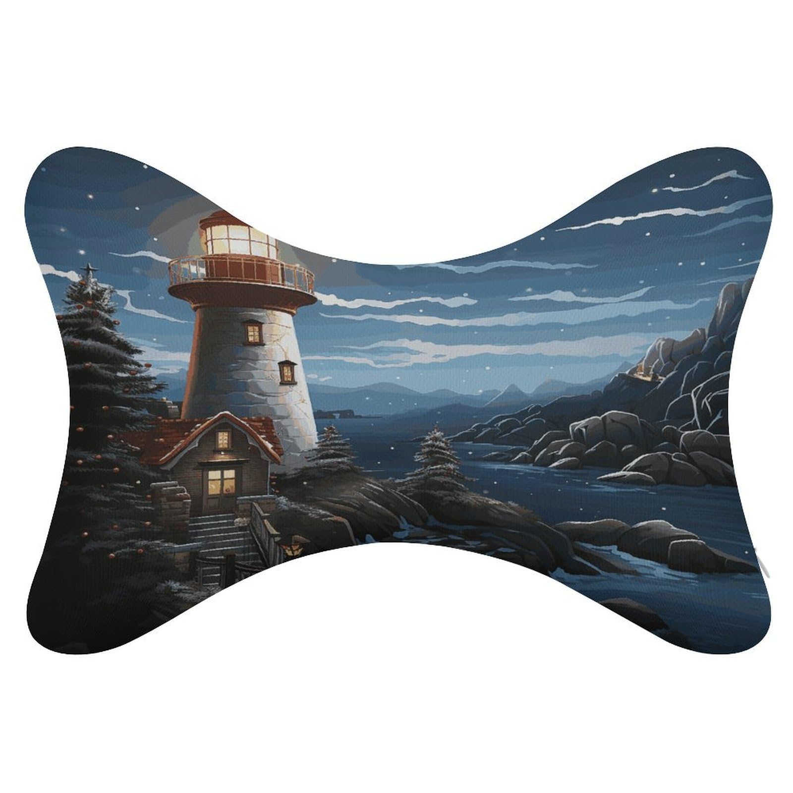 Khauerbc Style Santa Claus Lighthouse Car Headrest Pillow - 2 Pack,Neck Pillow With Washable Removable Cover,Car Travel Pillow For Car Bus Truck Driving Comfort