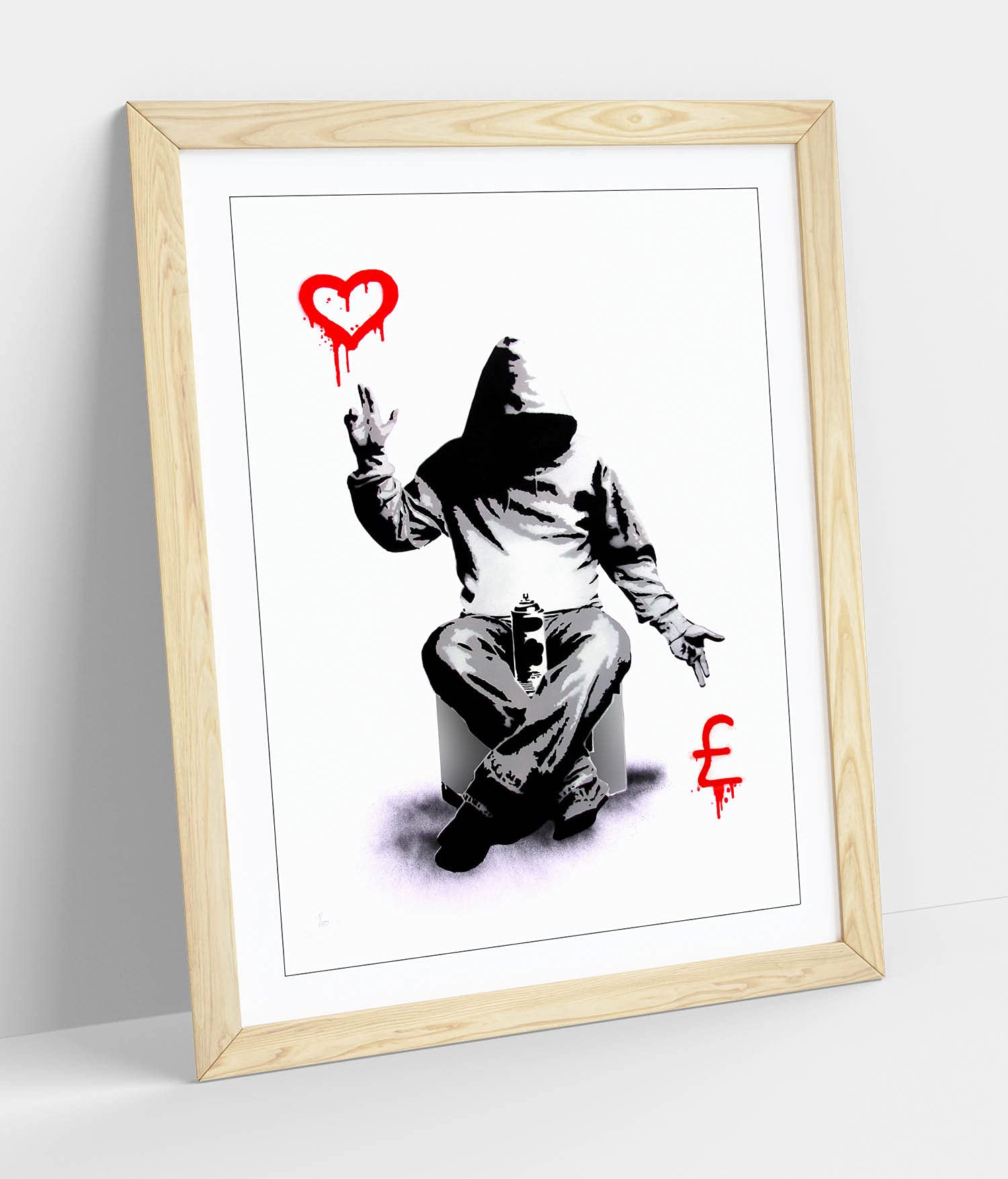 Canvasartshop Oak - Banksy Love Or Money Graffiti- Premium Wall Art Framed Picture Prints - 3 Colours - 4 Sizes (, A3)