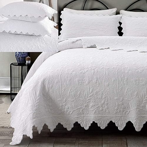 Miniatura 1 de Brandream Juego de edredones blancos de 5 piezas, tamaño Queen, ropa de cama de granja, 100% algodón