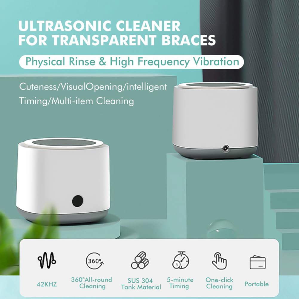 Macchina per la pulizia ad ultrasuoni, Mini pulitore per anelli per la pulizia dei gioielli, Macchina per la pulizia ad ultrasuoni per occhiali da 5 minuti, Detergente per denti ad ultrasuoni per