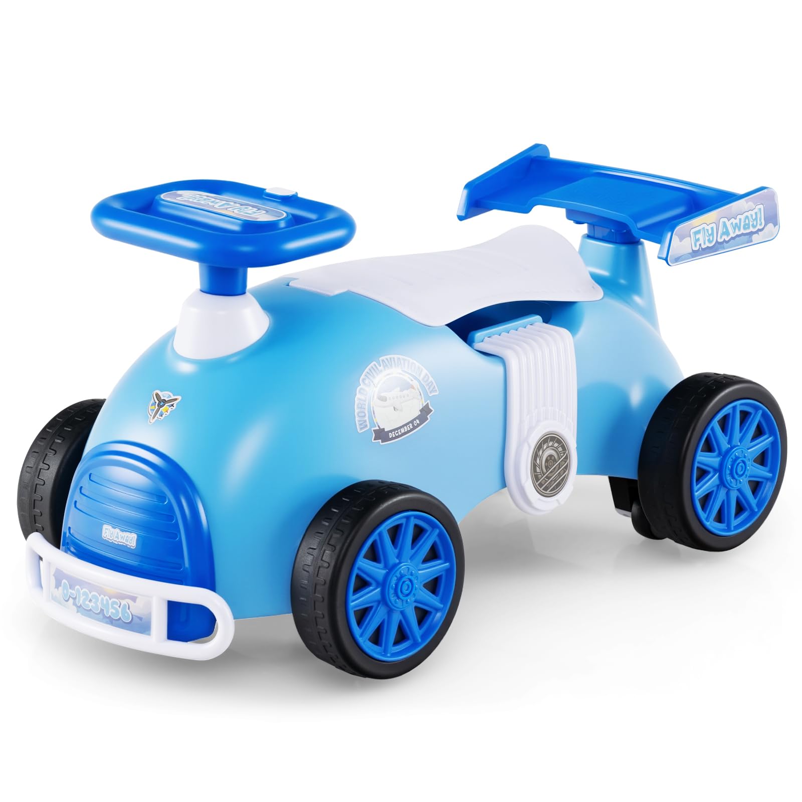 OLAKIDS Ride on Push Car with Music, Under-Seat Storage, Kids Foot-to-Floor Sliding Car for Toddler 19-36 Months (Blue)