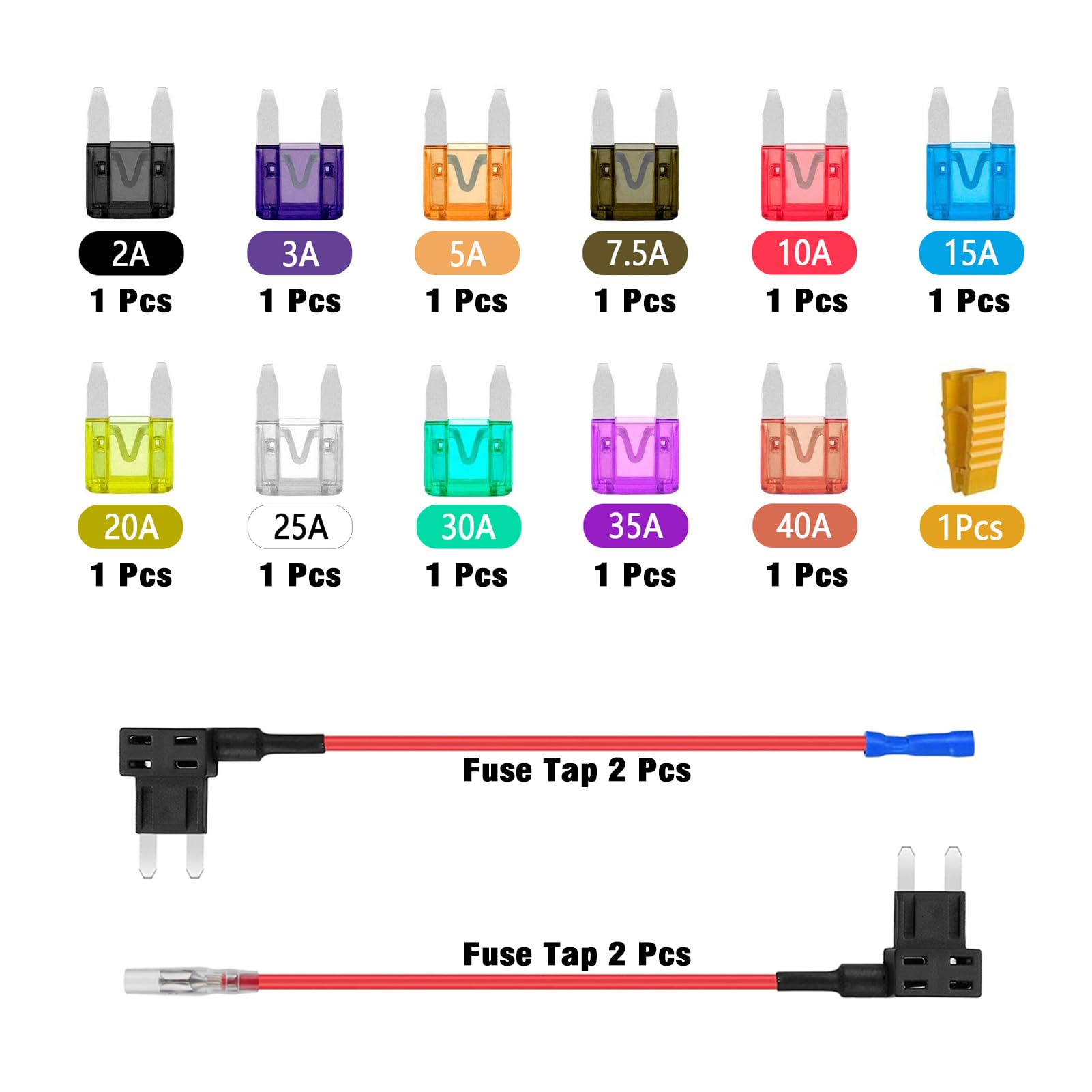 AUKENIEN Mini Fuse Tap Add A Circuit Fuses Adapter Piggyback Fuses Holder with Automotive ATM APM 2A 3A 5A 7.5A 10A 15A 20A 25A 30A 35A 40A Blade Fuse for Cars Trucks Boats - Image 2