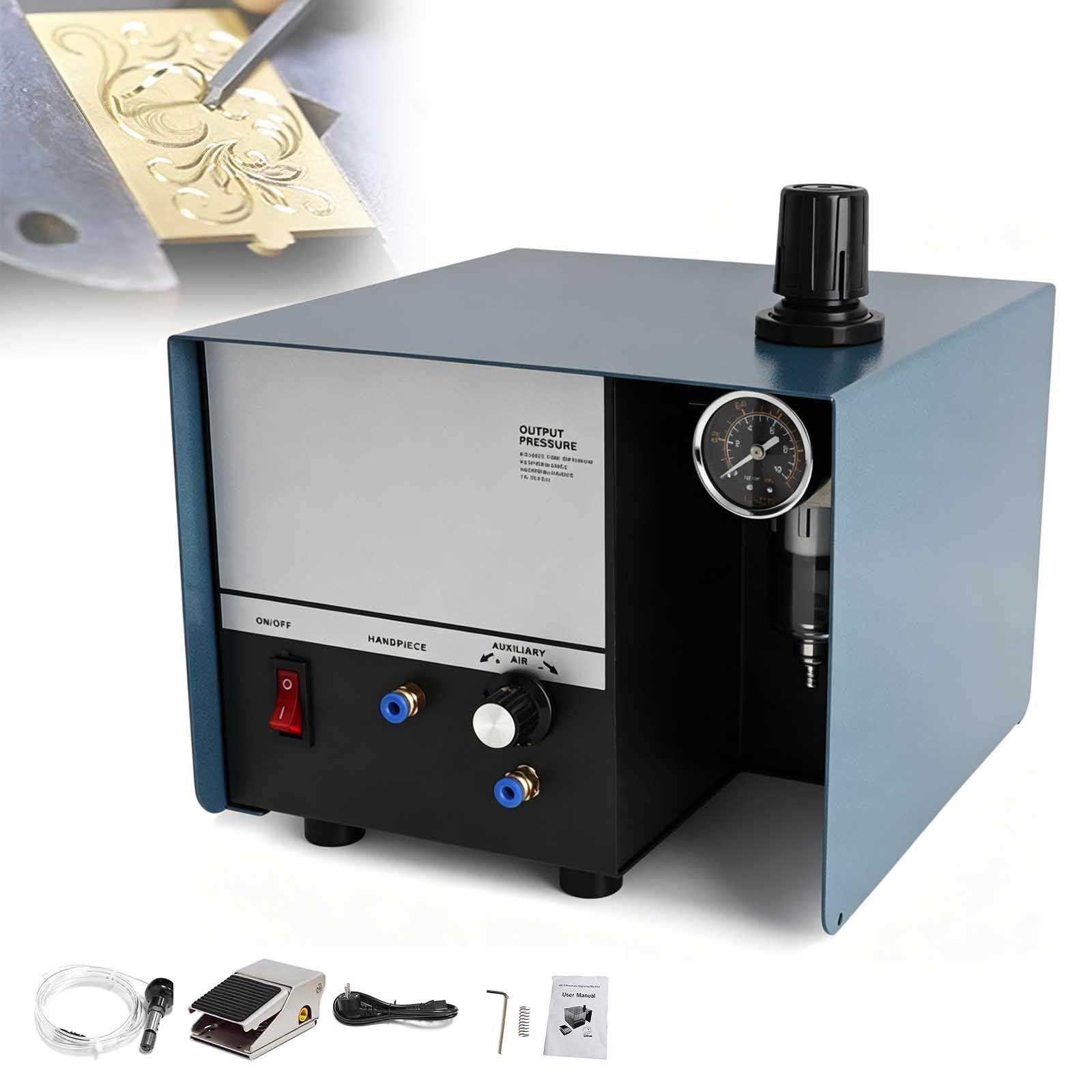 aromaoveite Single-Head Engraving Machine, Pneumatic Jewelry Engraving Machine, Adjustable Speed From 0-1400 Rpm, Suitable For Micro-Setting/Edge Carving And Engraving Of Gold And Silver Jewelry