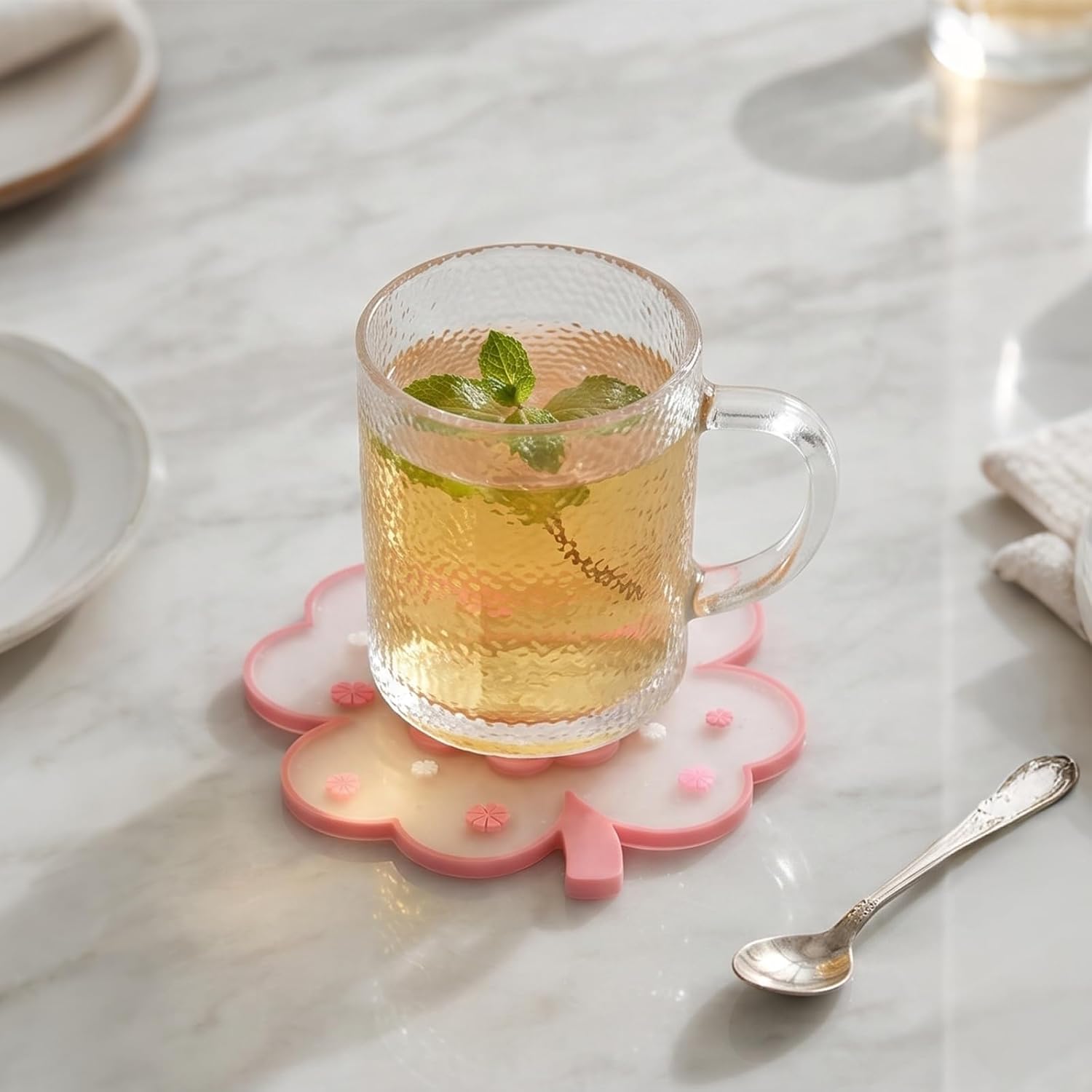 Kawaii Coasters Office Desk Accessories Clover Coasters Set of 2 Desk Decor image 2
