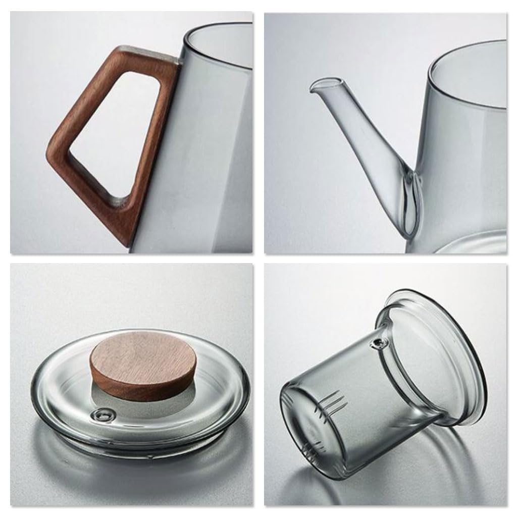 Solide Glas-Teekanne für zu Hause mit Sieb, großes Fassungsvermögen, Teebereiter, Teeset, tragbarer Teekessel mit Deckel, 650 ml Waschbar