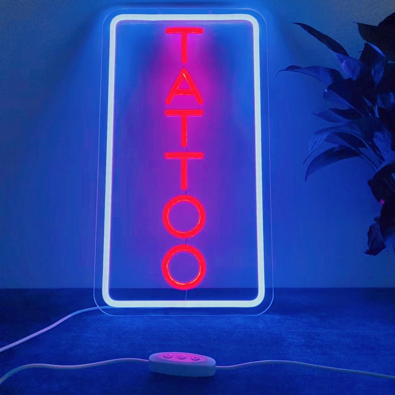 Neon Tattoo Light,LED Arylic Tattoo Neon Sign for Tattoo Shop Door Wall Light up Decor,Reusable and Dimmable Tattoo Gifts for Tattoo Lover,Tattoo Decor Shop Sign Open,40x22.8CM - Image 2