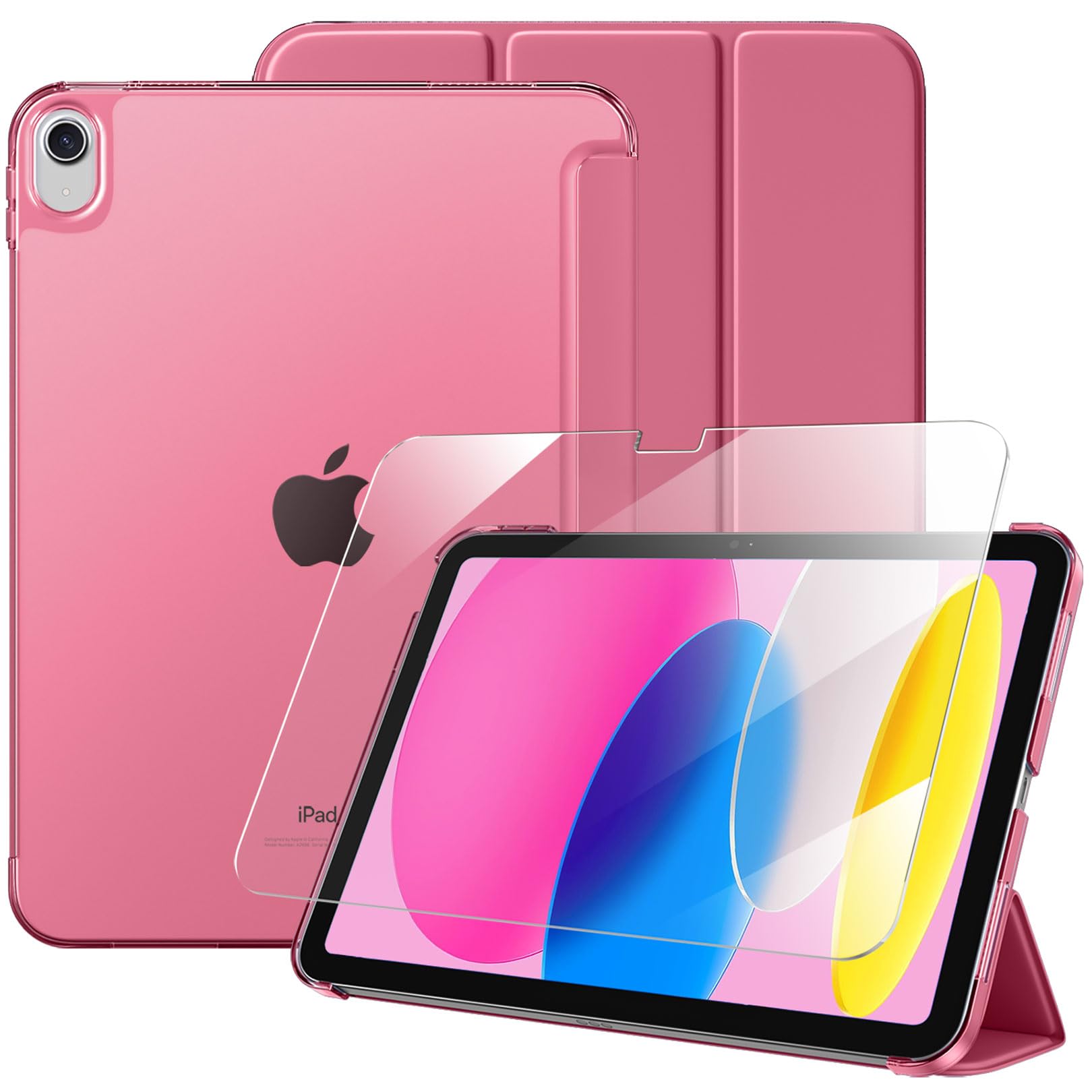 Case with Screen Protector for iPad A16 11th 10th Generation (2025/2022, 11/10.9 Inch), Slim Hard Translucent Back Full Protective Smart Cover for iPad 11, Auto Sleep/Wake, Sea Blue — view 20