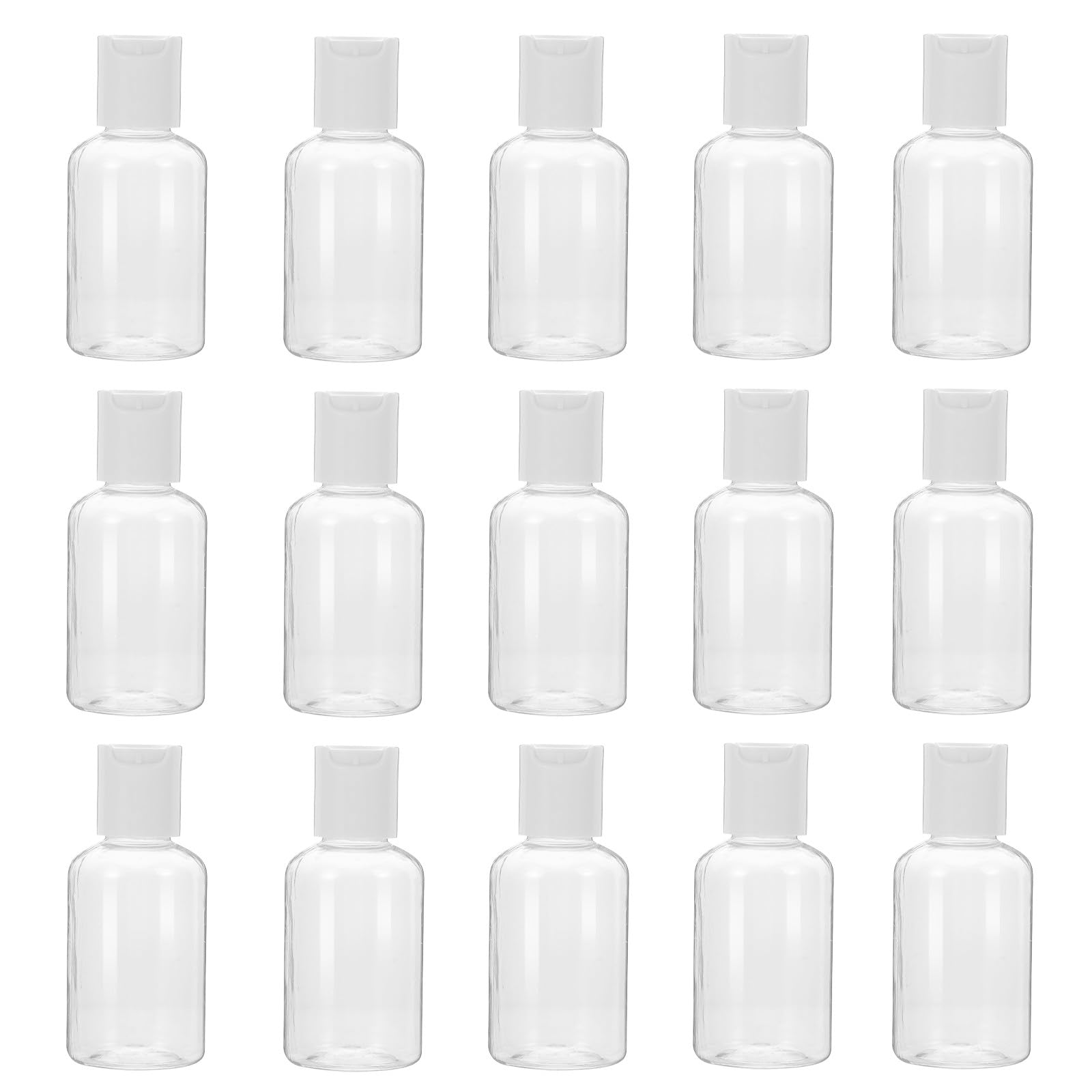 HOMSFOU 15pcs 50ml Refillable Press Bottles with Lids for Shampoo Lotion Face Wash, Portable Travel Dispenser Containers for Toiletries and Cosmetics Random Color
