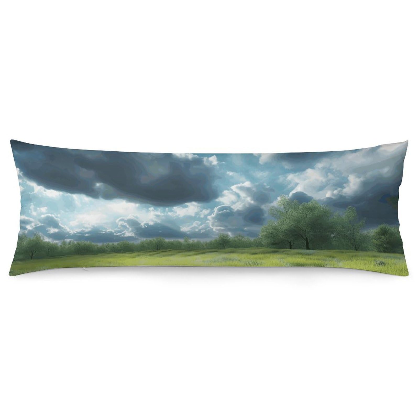 2 Pack Pillow Cases for Hair and Skin, Soft Breathable Pillow Case Covers with Hidden Zipper, Dark Blue Landscape Pillowcase 20"x54" Pillow Covers for Sleeping Gift