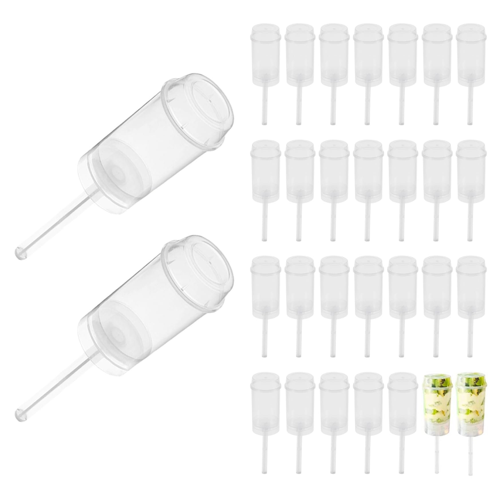 Récipients à gâteaux 30 pièces, conteneurs transparents de forme ronde pour tire-gâteau Push Up pour desserts à la crème glacée