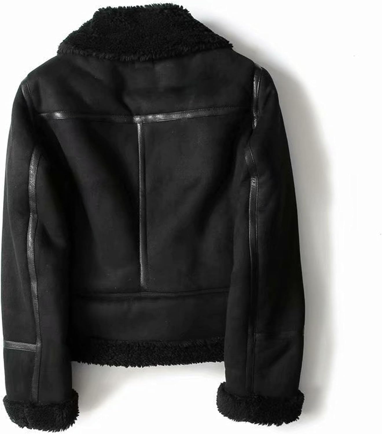 Women's Lined Solid Biker Winter Coat Faux Leather Blazer Collar Coat Jacket Slim Fit Casual Outerwear