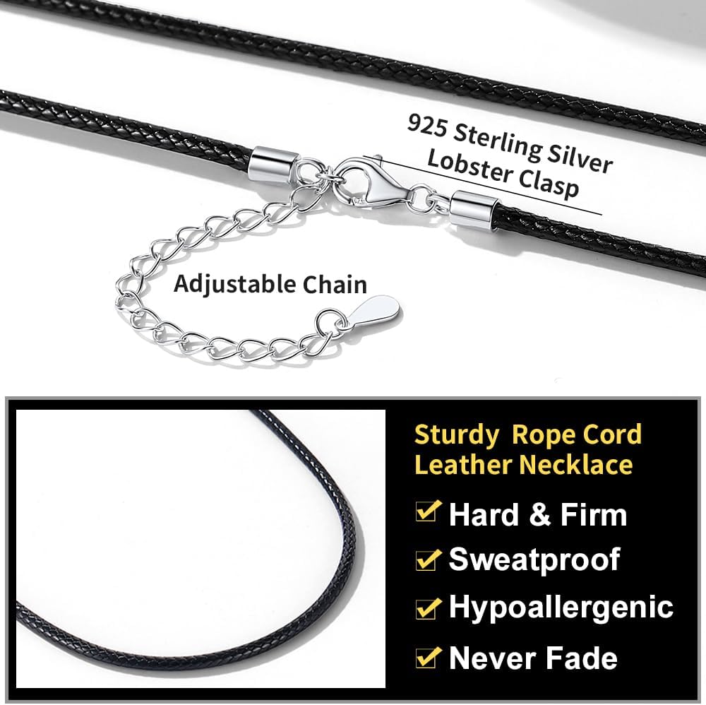 ChainsHouse 2MM 18" Leather Necklace 5mm Bracelet 7inch