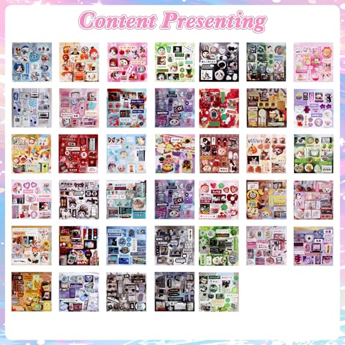 Image of 650Pcs Cute Scrapbook Stickers Travel Y2k Japanese Sticker Book for Adult Kawaii Korean Stickers for Journaling Heisei Retro Aesthetic Sticker Pet Manga Style Decor for DIY Craft Junk Journal Gifts
