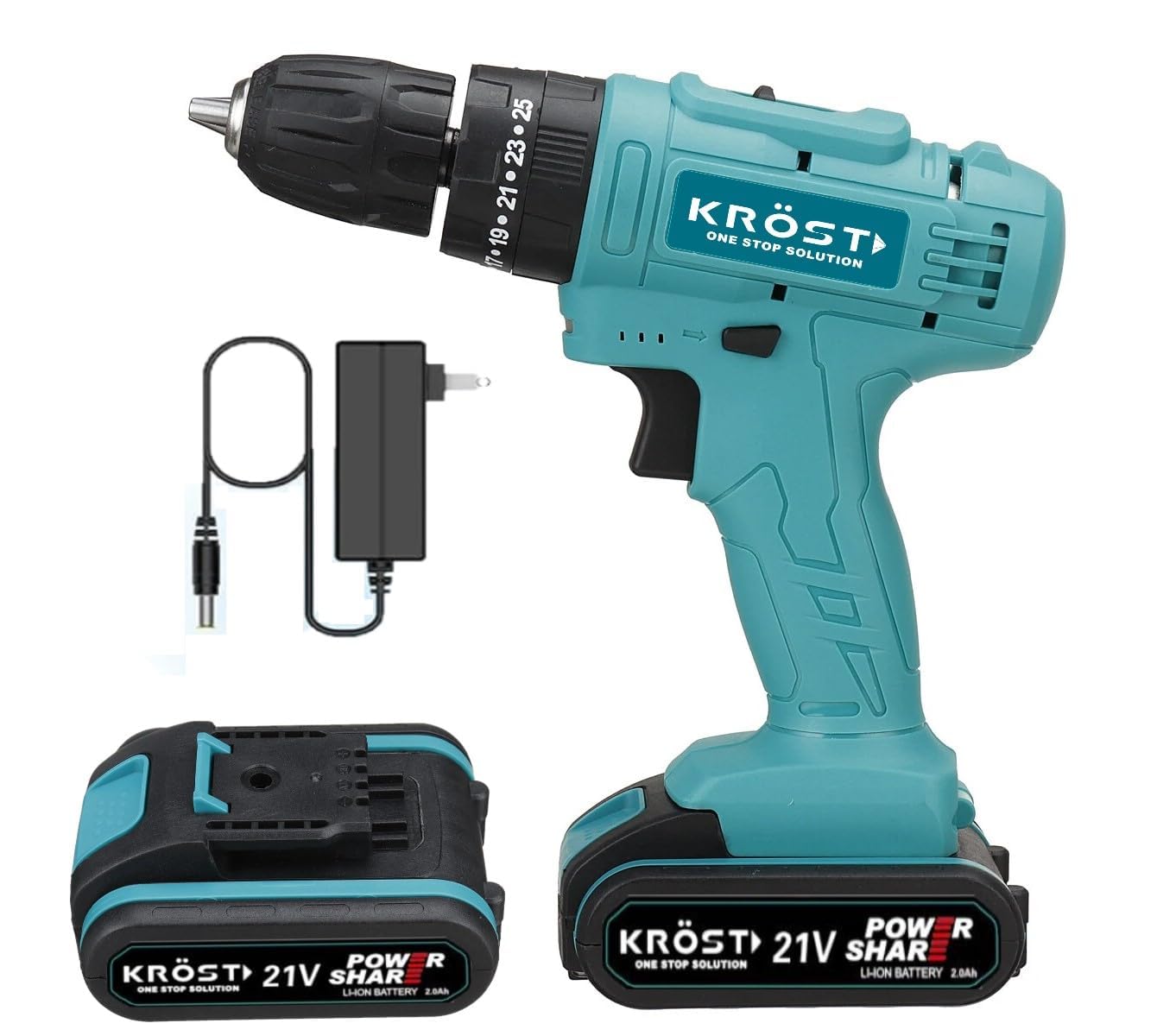 KROST Cordless 21V Impact Drill Screw Driver Drill Machine with 2