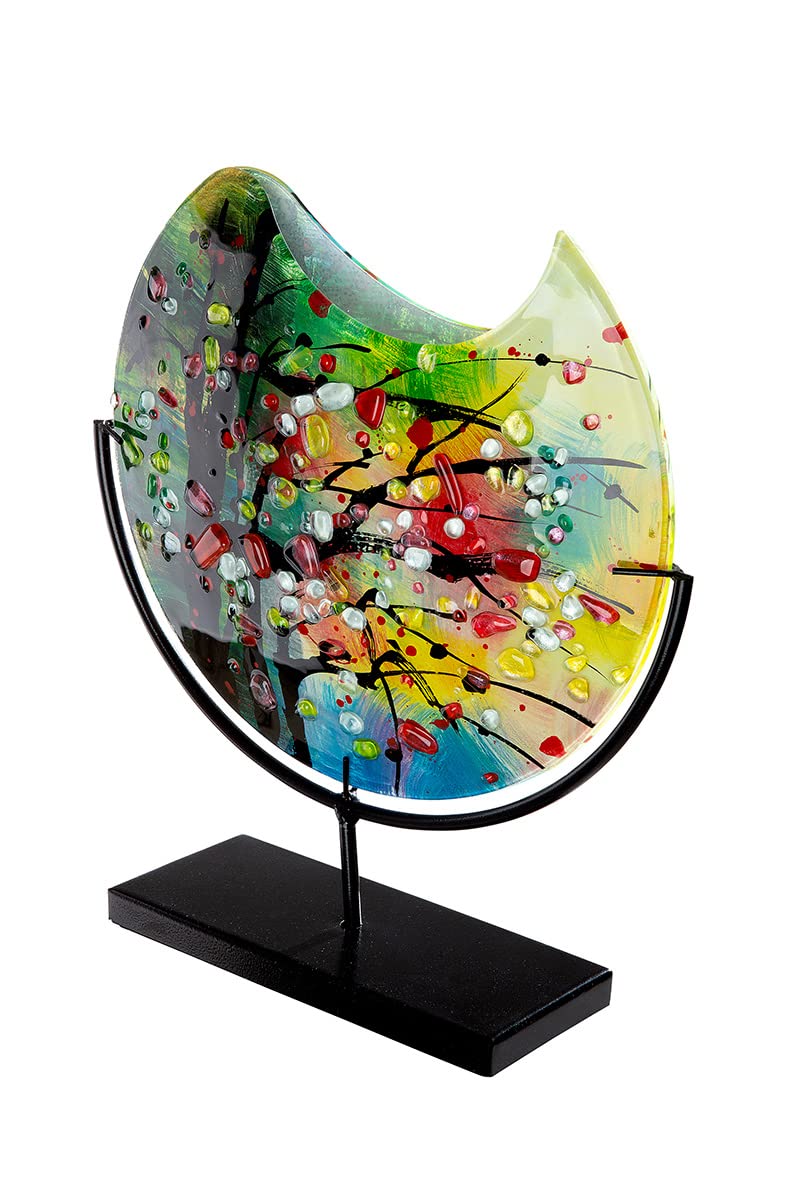 GILDE GLAS art Deko Vase, Mehrfarbig, Höhe 37 cm, 39297