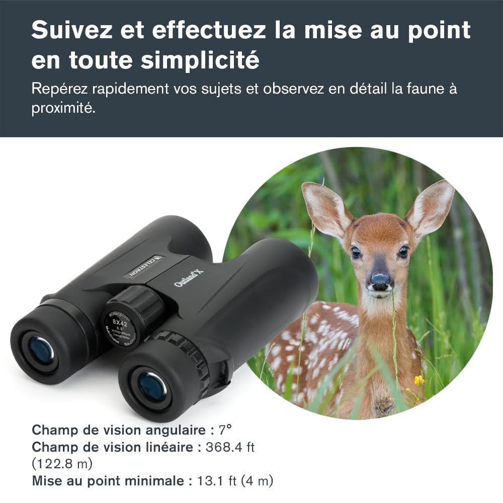 Celestron 71346 Outland X 8x42 Roof Prism Binoculars, Black