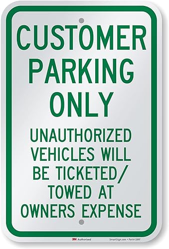 SmartSign Letrero "Solo estacionamiento para clientes vehículos no autorizados con boletosremolcados"  12 x 18 pulgadas, aluminio reflectante de disponible en Yaxa El Salvador