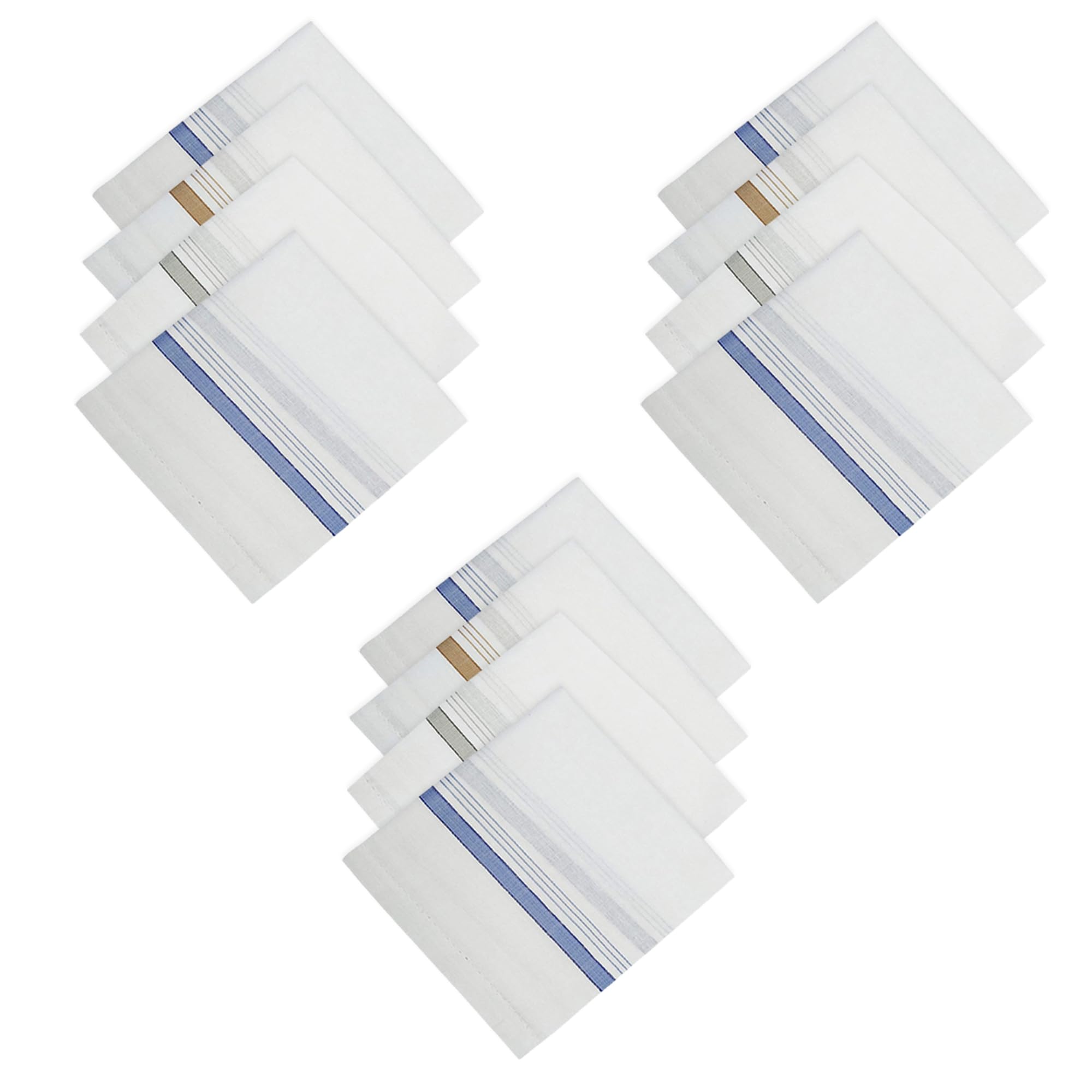 Kuber Industries (Set of 12) Handkerchief | Premium Cotton Men's Handkerchief | Hanky Set for Men | Hand Rumal for Boys | Lining Design | White-picture-55