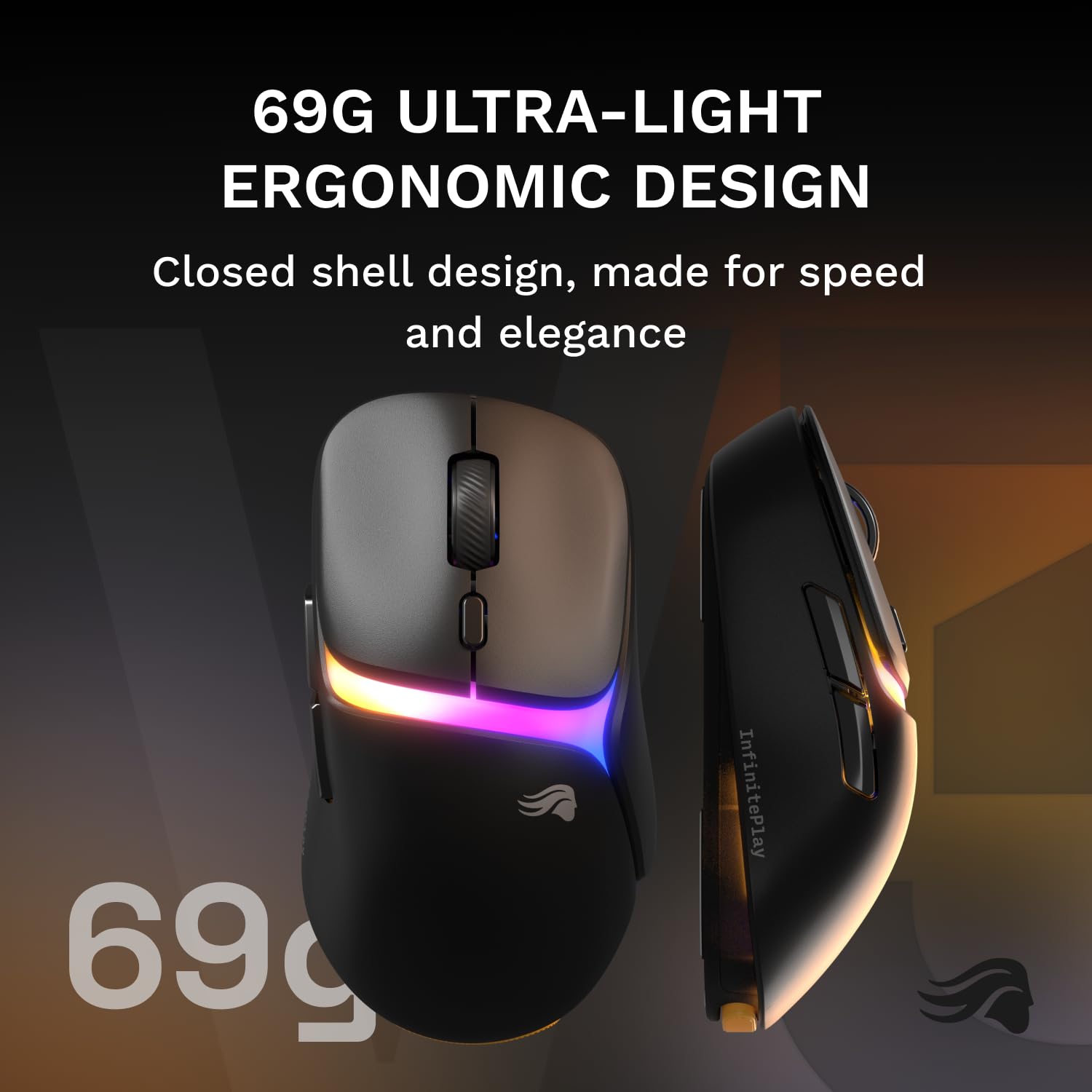 GLORIOUS Gaming Model D3 Wireless Gaming Mouse - InfinitePlay Swappable Battery System, 8k Polling, 130M Click Optical Switches, Ultralight 69g, 30K DPI Optical Sensor, RGB - Black — view 6