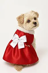 Roupa Capa de Natal Pet para Roupinha Cachorro com laço branco (Tamanho 05)
