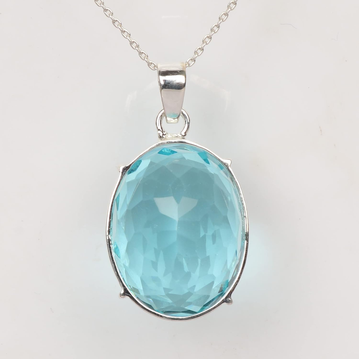 GEMHUB Gemstone Pendant Without Chain 44 CT-135 CT Oval Shape Sterling Silver Pendant Jewelry Women - Image 2