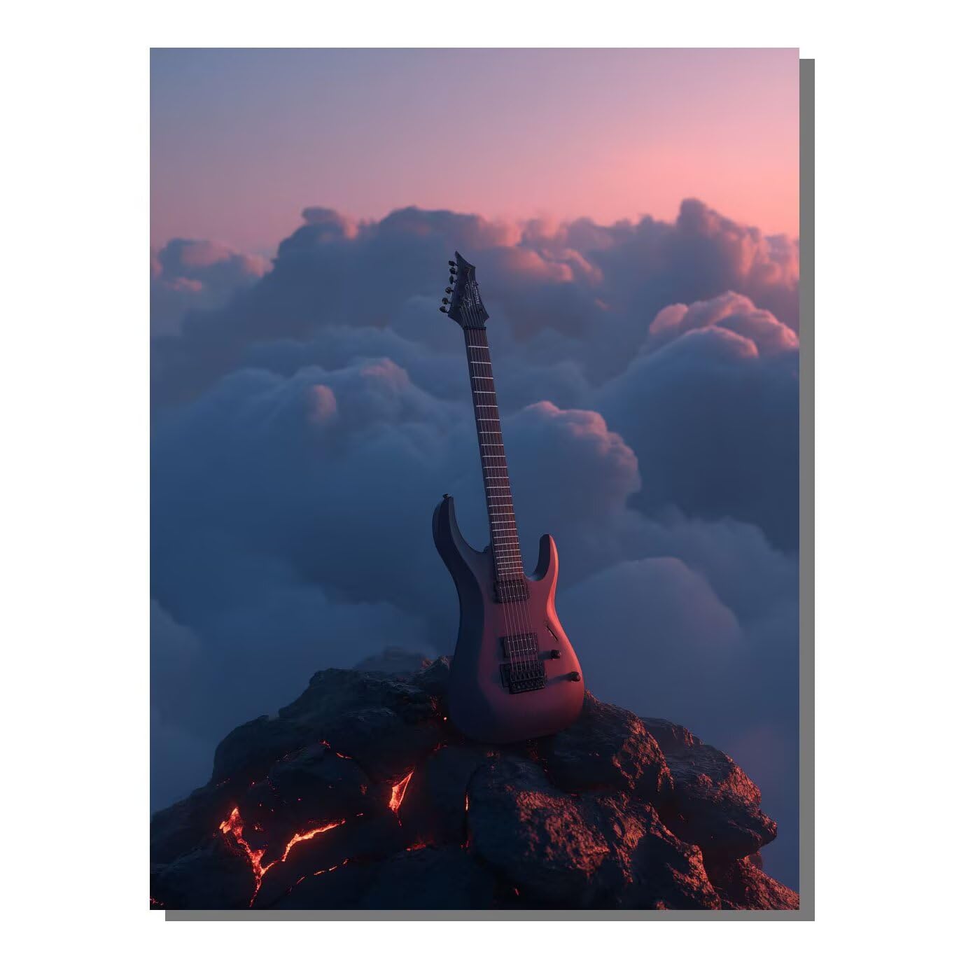 Landschaft Gitarre Malen Nach Zahlen Erwachsene, Paint by Numbers Adult Set, Heimwerk Malen Nach Zahlen Kinder Mit Rahmen, Pinsel und 36 Acrylfarbe für Deko Wohnzimmer Geschenke 60 x 80 cm BJHDK888