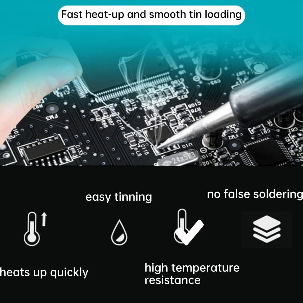 Solder Iron Tips, Replacement Soldering Tips, 10Pcs Solder Iron Tip, Brass Internal Heating Soldering Conical Tip 900M‑T‑2C