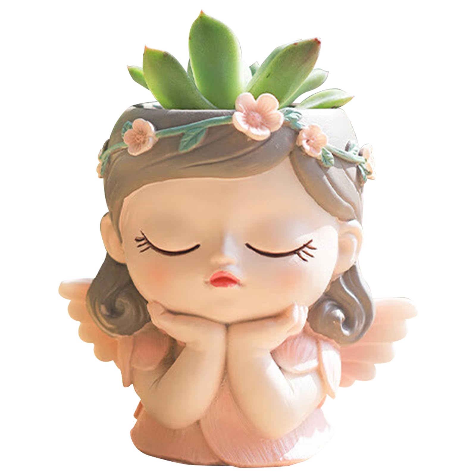 Amazon.co.jp: 1個入り小さい植木鉢 樹脂製 ペン立て 収納可愛い多肉植物鉢 ミニサボテン鉢 底穴付き家庭 オフィス 室内 飾り  プレゼント内径5.5CM 植物なし (祈る) : DIY・工具・ガーデン 樹脂製 植木鉢 おしゃれ 小さなかわいい女の子の顔 鉢 底に水抜き穴あり  ミニ ..., image size:1600x1600