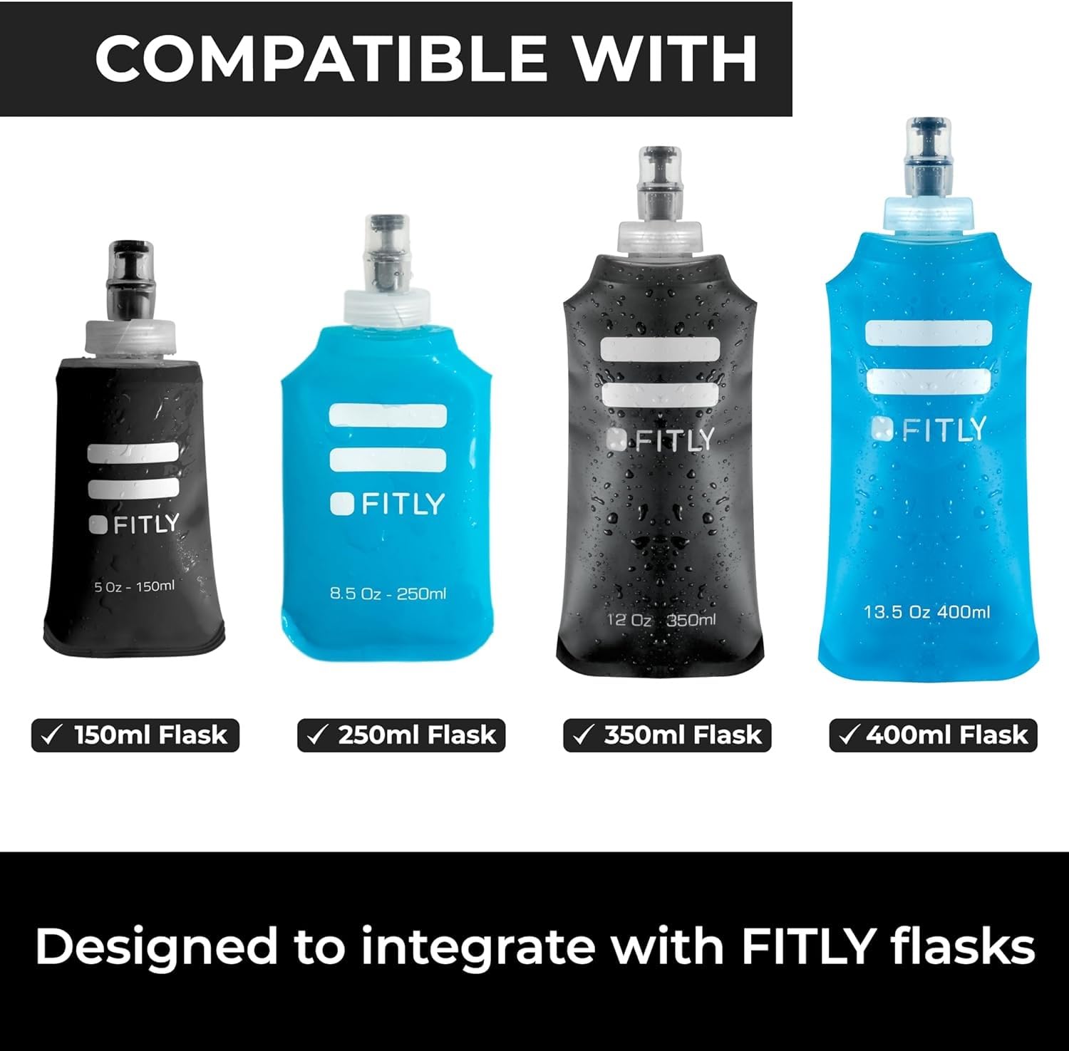 FITLY Running Handheld Water Bottle 12 oz Soft Flask, Hand Water Bottle for Runners Hiking, Skiing & Outdoor Activity - Image 3