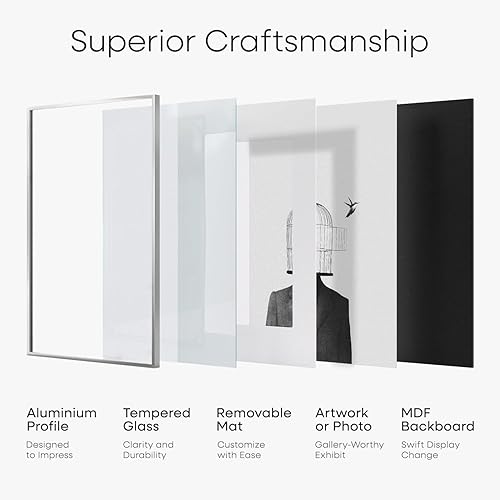 Vista 9 de Homeforia - Marco de afiche de 24x30 pulgadas de alta gama, portarretratos grande para impresión con paspartú de 18x24 pulgadas, vidrio templado