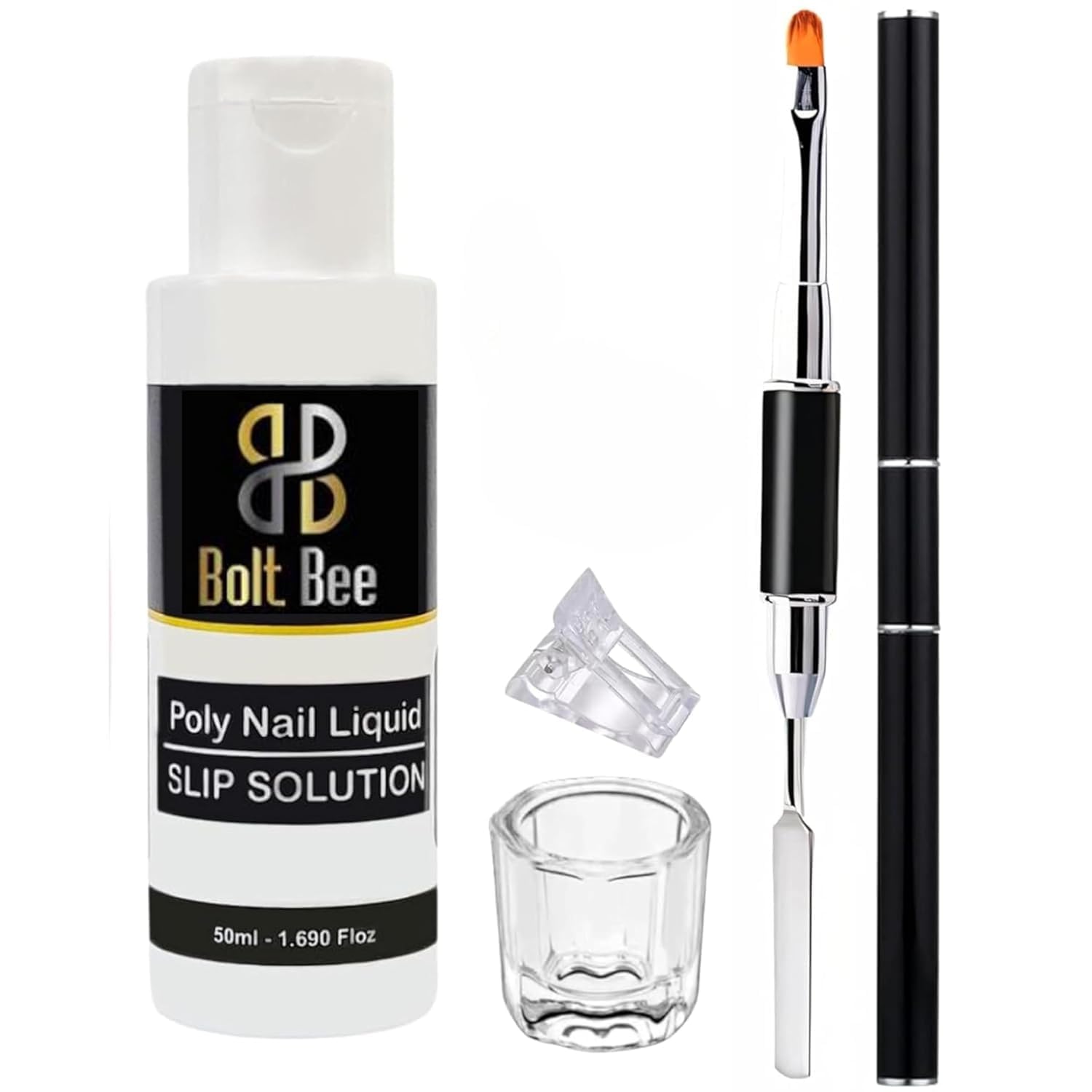 Brille Bee Polygel Slip Solution for Nails, Anti-Stick Gel Solution for Polygel Nail Kits, Easy Application for Smoothing and Shaping Poly Gel