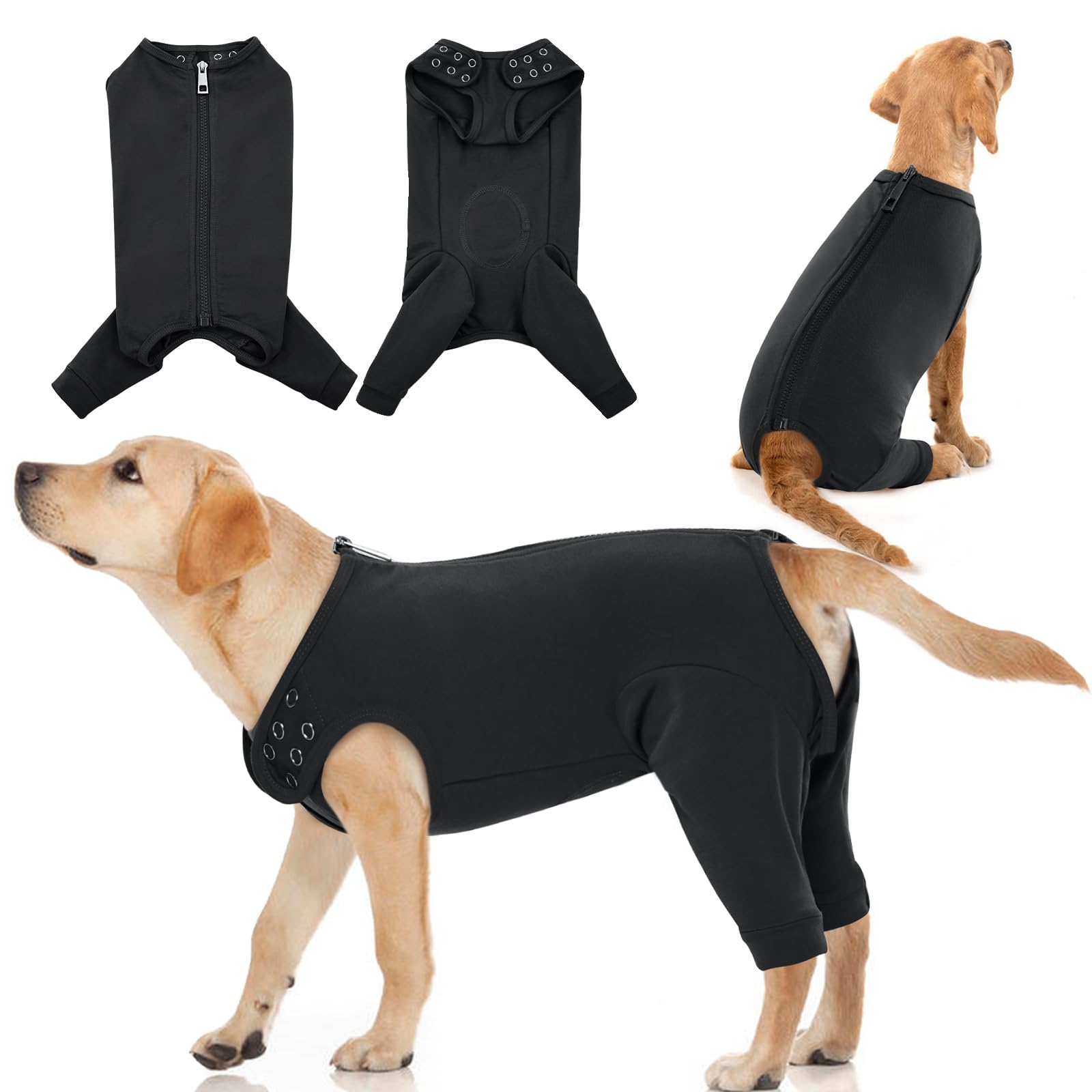 Photo 1 of IDOMIK Dog Surgery Recovery Suit for Back Legs, Soft Dog Pants to Prevent Licking, Lick Sleeves for Dogs Rear Leg, Pet Recovery Suit for Spay Neuter Hip Surgery, Dog Cone Alternative,Black,S