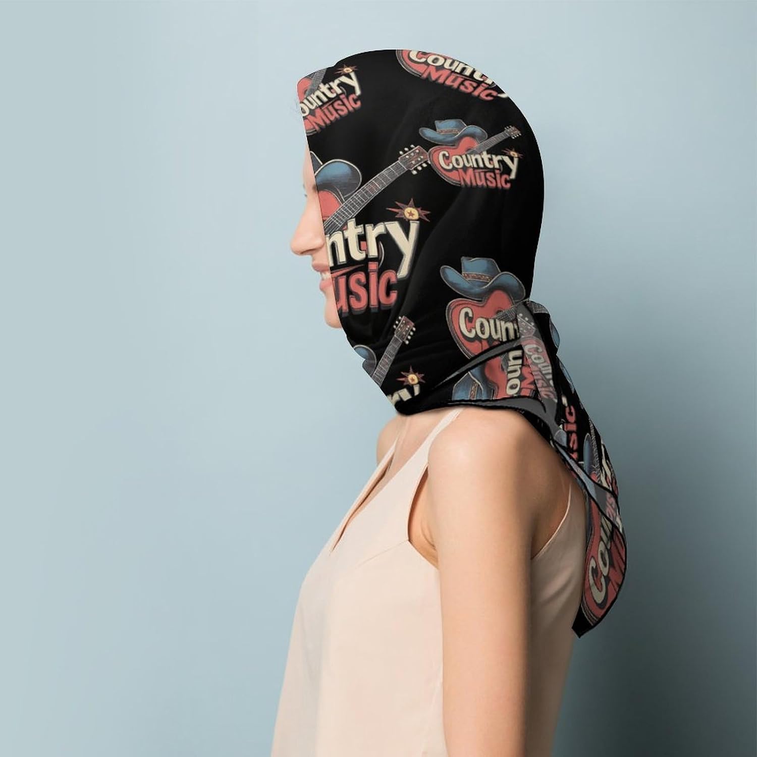 Country Muisic Electric Guitar Bandana Fashion Head Scarf Square Silk Scarf Print Neck Hair Scarfs for Women Men Gifts