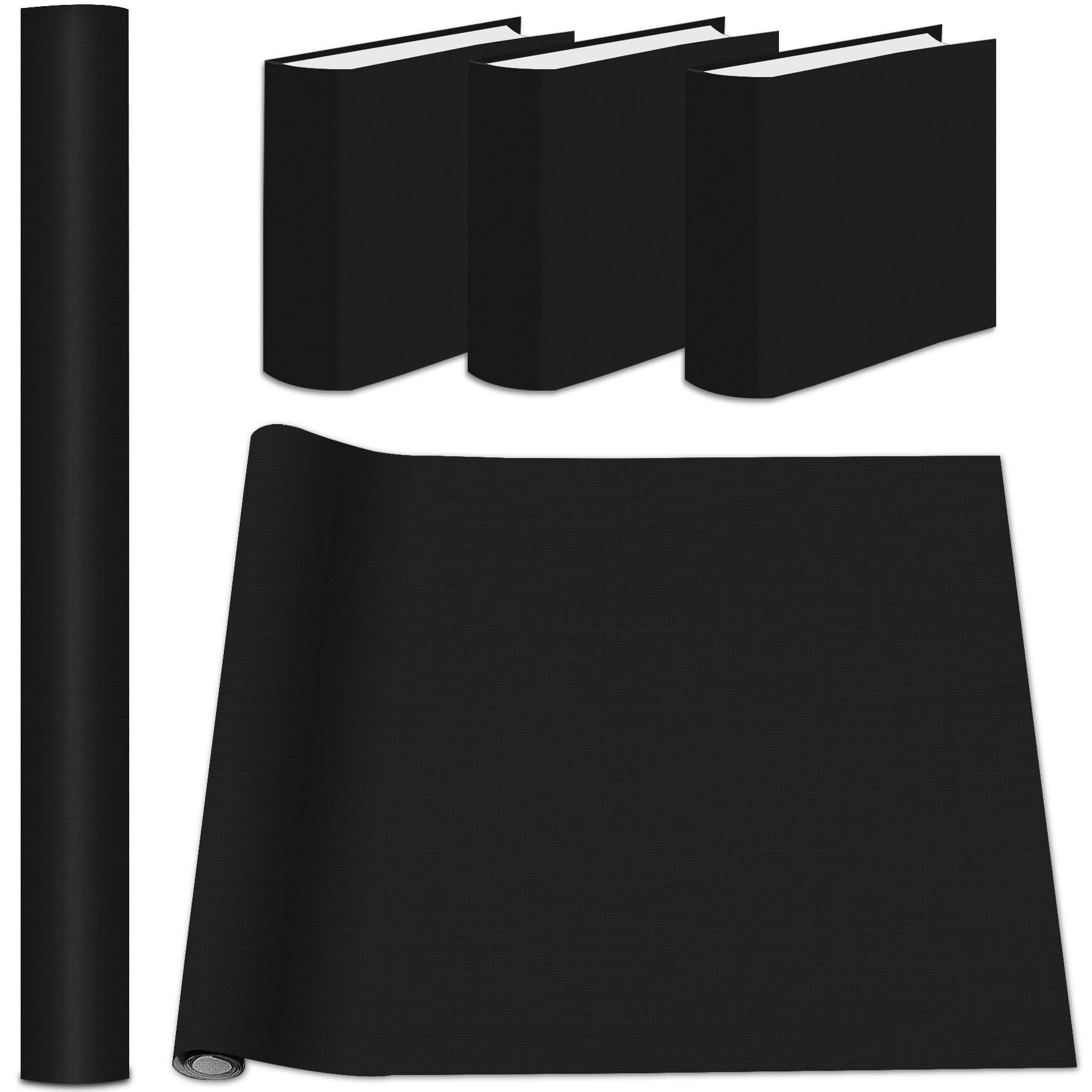 AKONEGE Book Cloth for Book Binding 89x41cm Fabric Surface and Paper Backed Bookcover, Easy to Use, Fabric Materials Bookcloth Bookbinding Supplies for Scrapbooking Album DIY Crafts, Black โ image 1