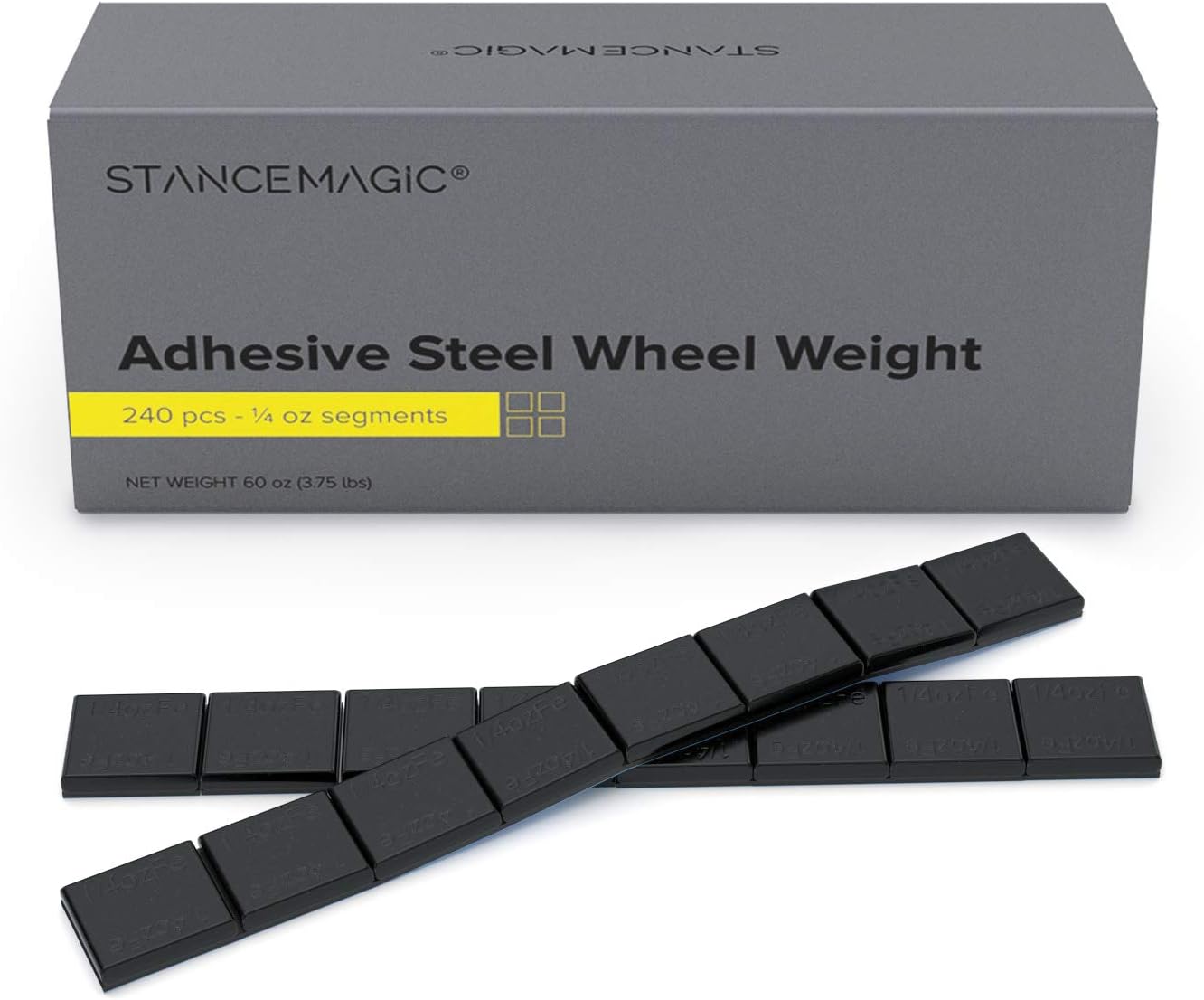 0.25oz 1/4oz Black Adhesive Stick On Wheel Weights, Easy Peel, Low