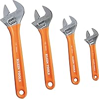 Klein Tools D5074 4-Piece Extra Capacity Adjustable Wrench Set: 6, 8, 10, 12 Inch Forged Alloy Steel Wrenches